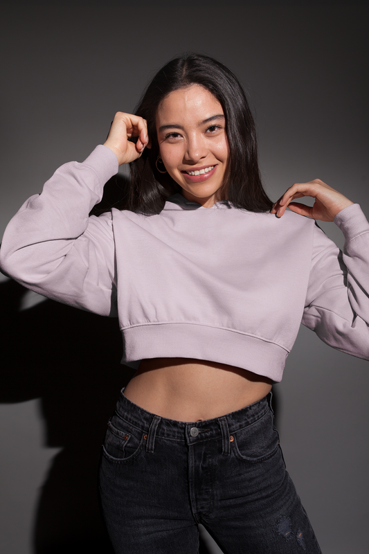 Soft Pink Snowsoft Women Crops Hoodie