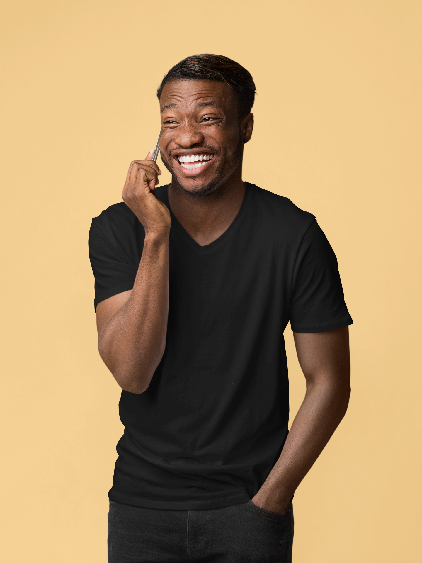 Black Men Premium 160 V-Neck