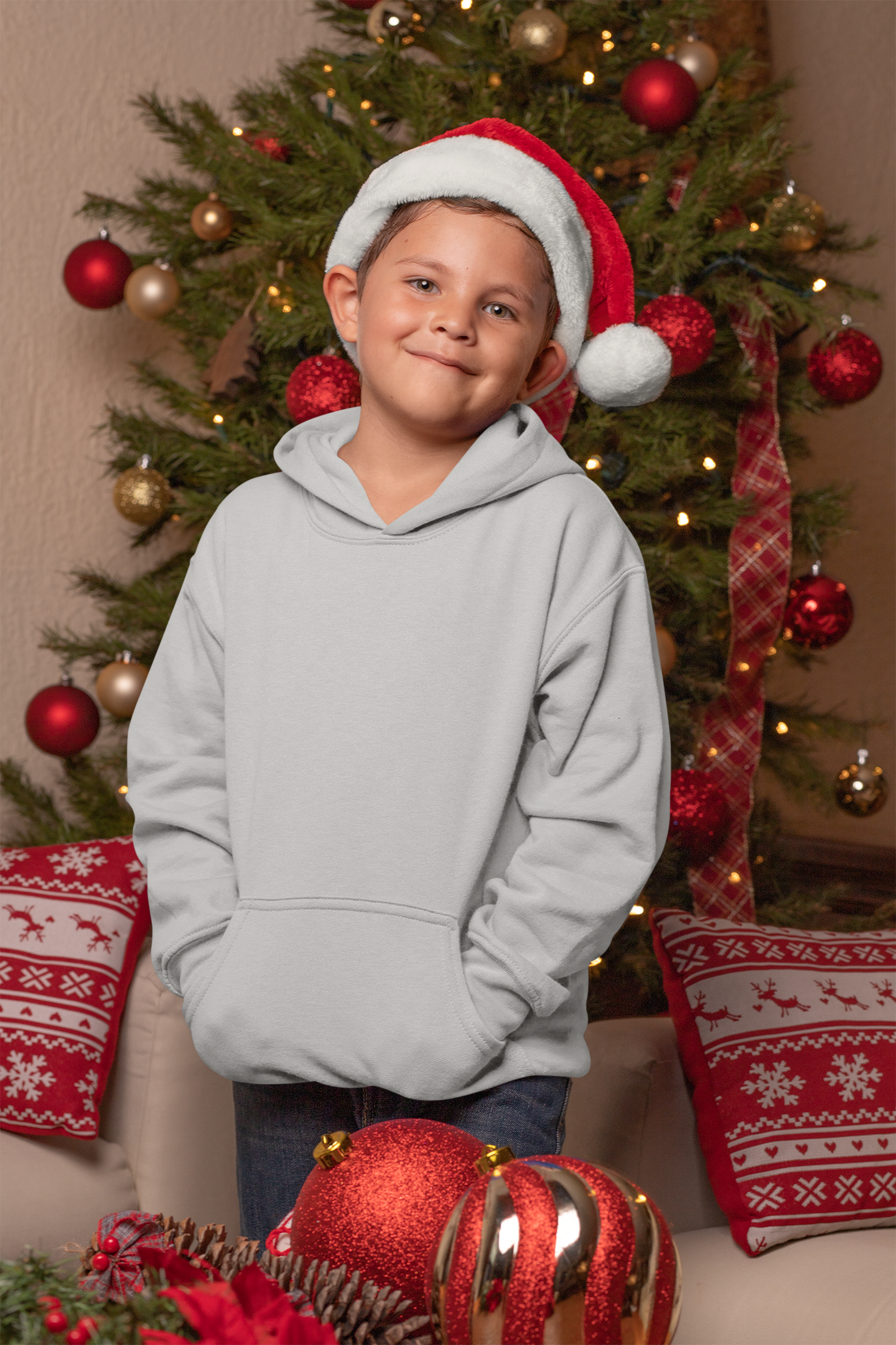 Grey HTR Kids premium Snowsoft Pullover Hoodie