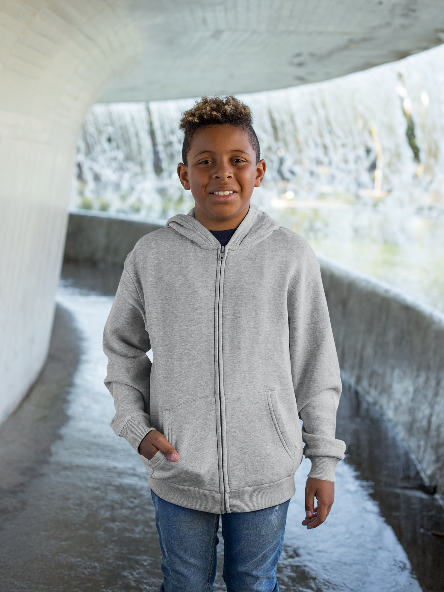 Grey HTR  Kids premium Snowsoft Zipper Hoodie