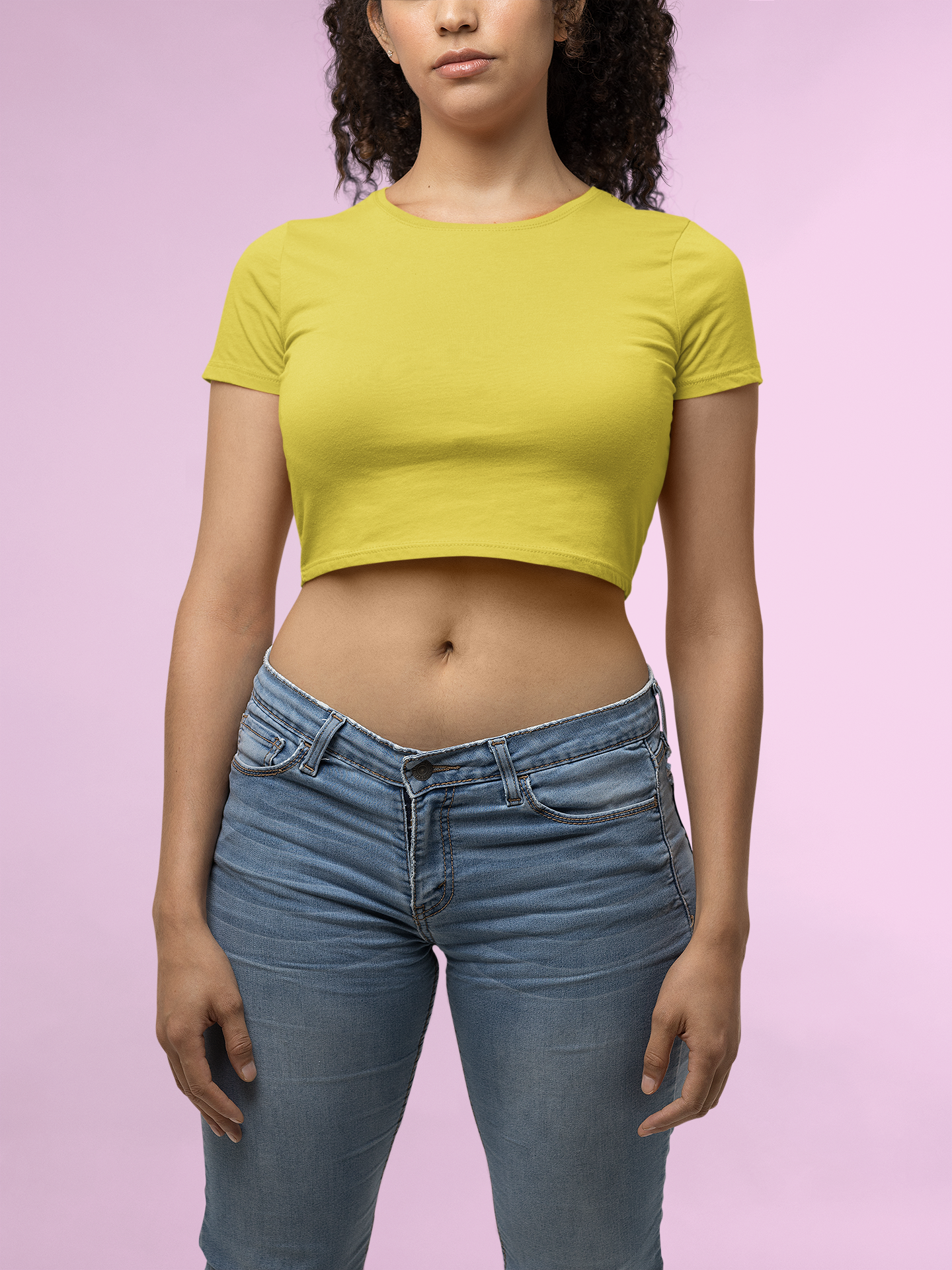 Yellow Premium 160 Women Crop Top
