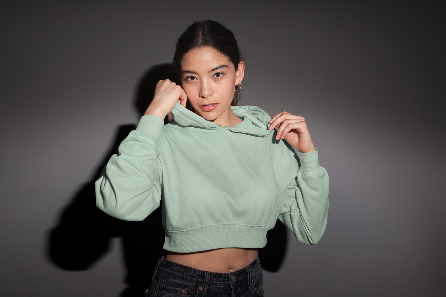 Mint Snowsoft Women Crops Hoodie