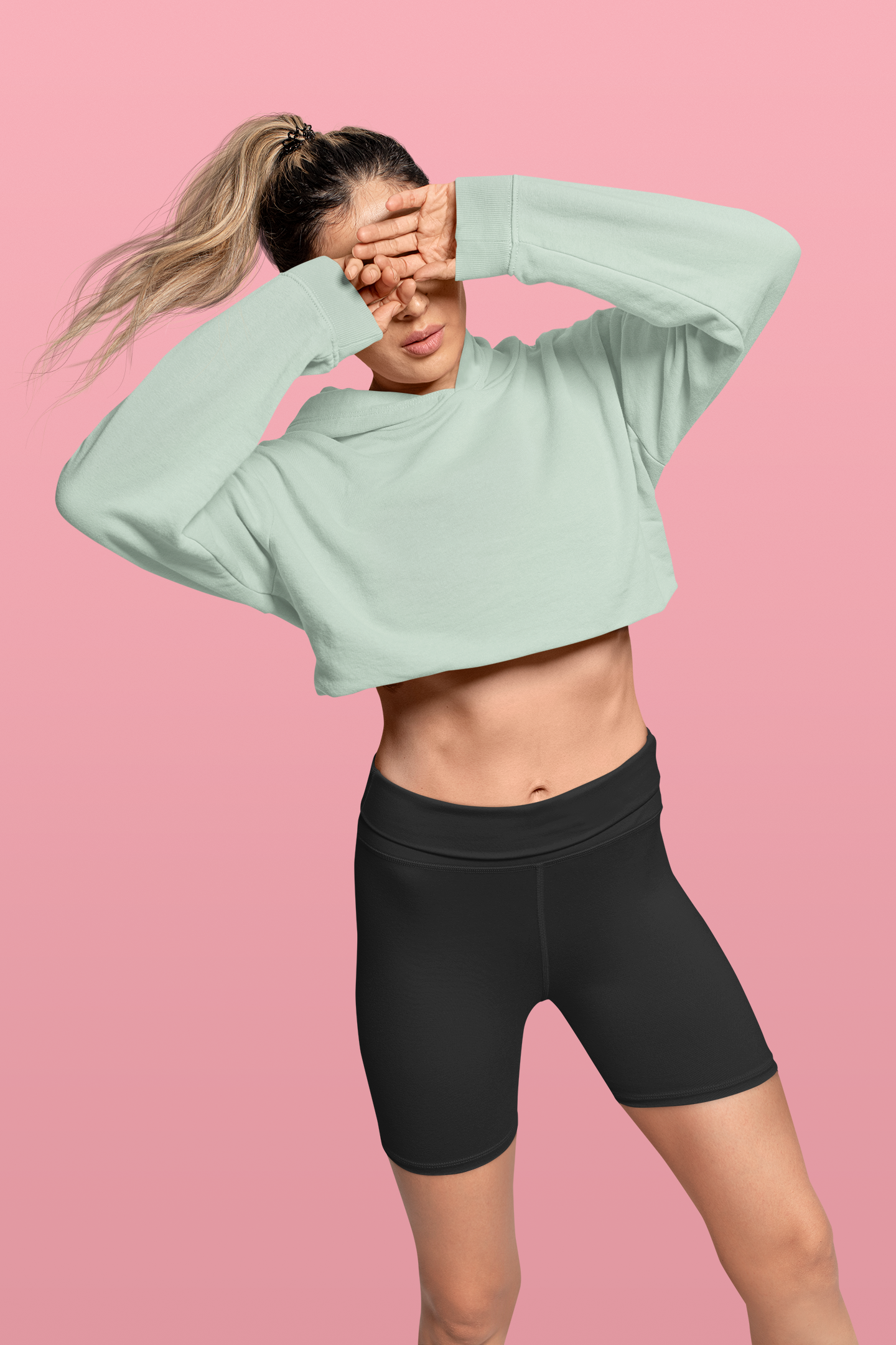 Mint Snowsoft Women Crops Hoodie