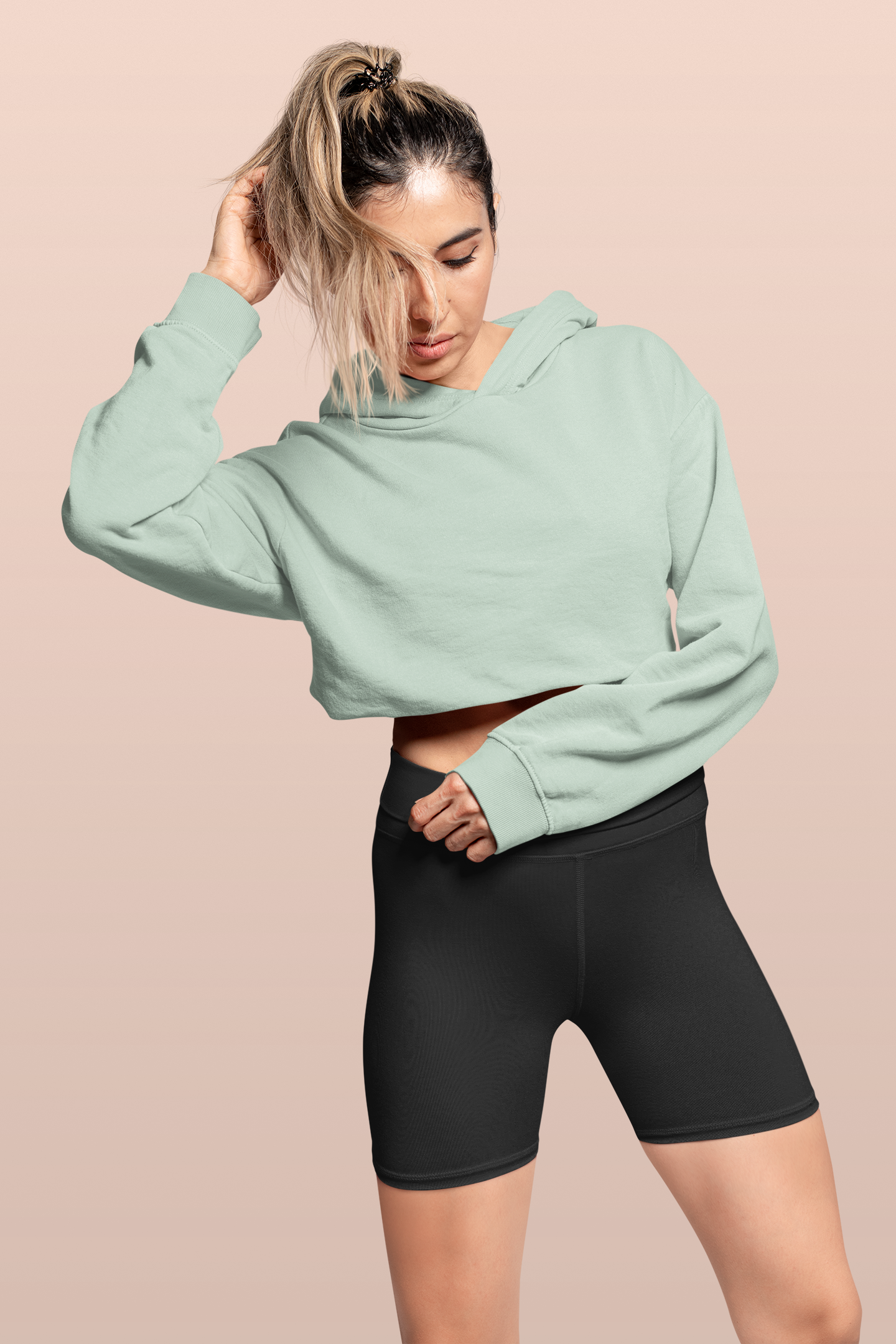 Mint Snowsoft Women Crops Hoodie