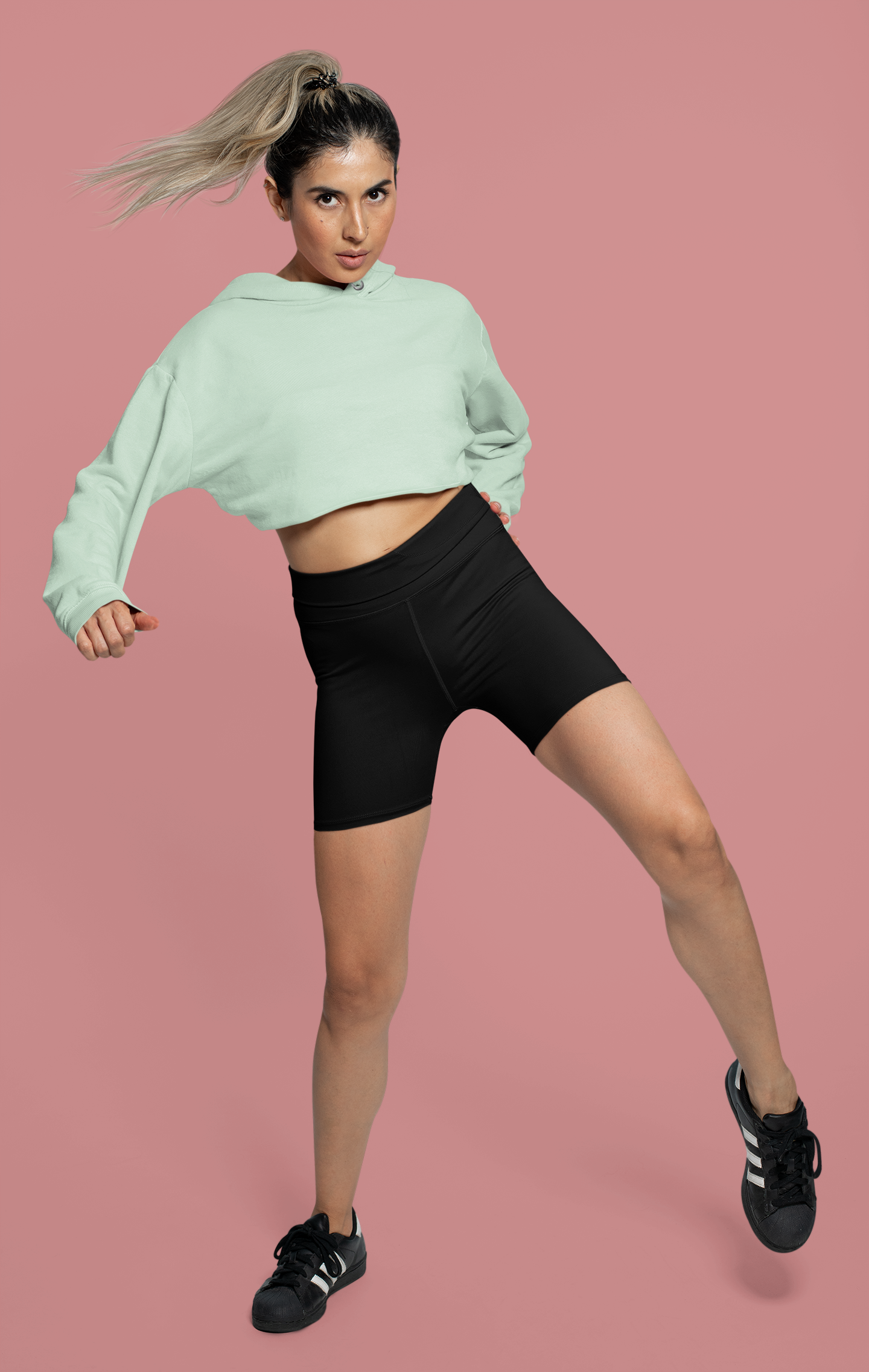 Mint Snowsoft Women Crops Hoodie