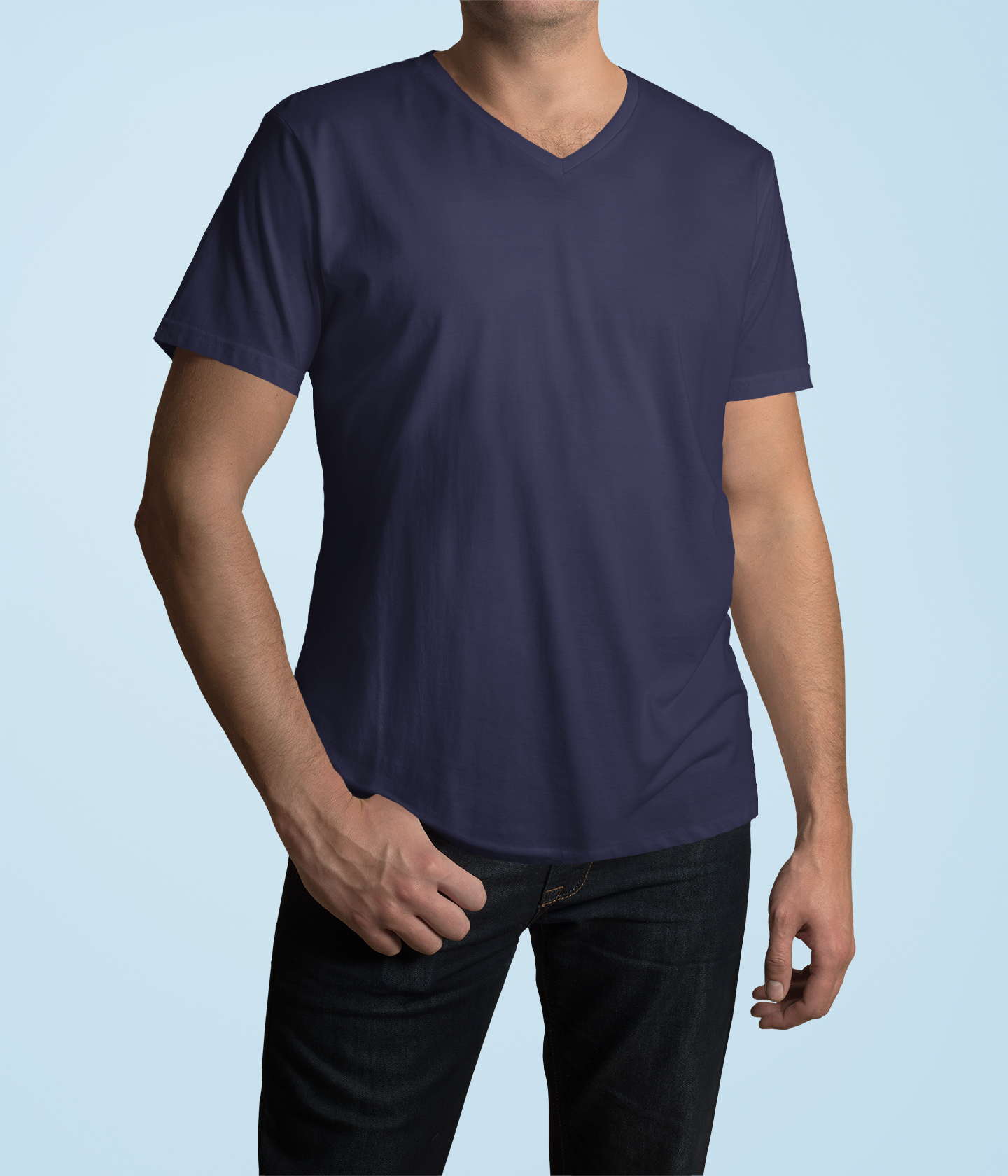 Navy Blue Men Premium 160 V-Neck