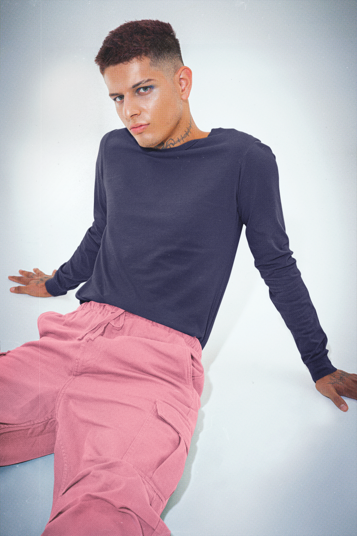Navy Blue Men Platinum 180 Full Sleeve Round Neck