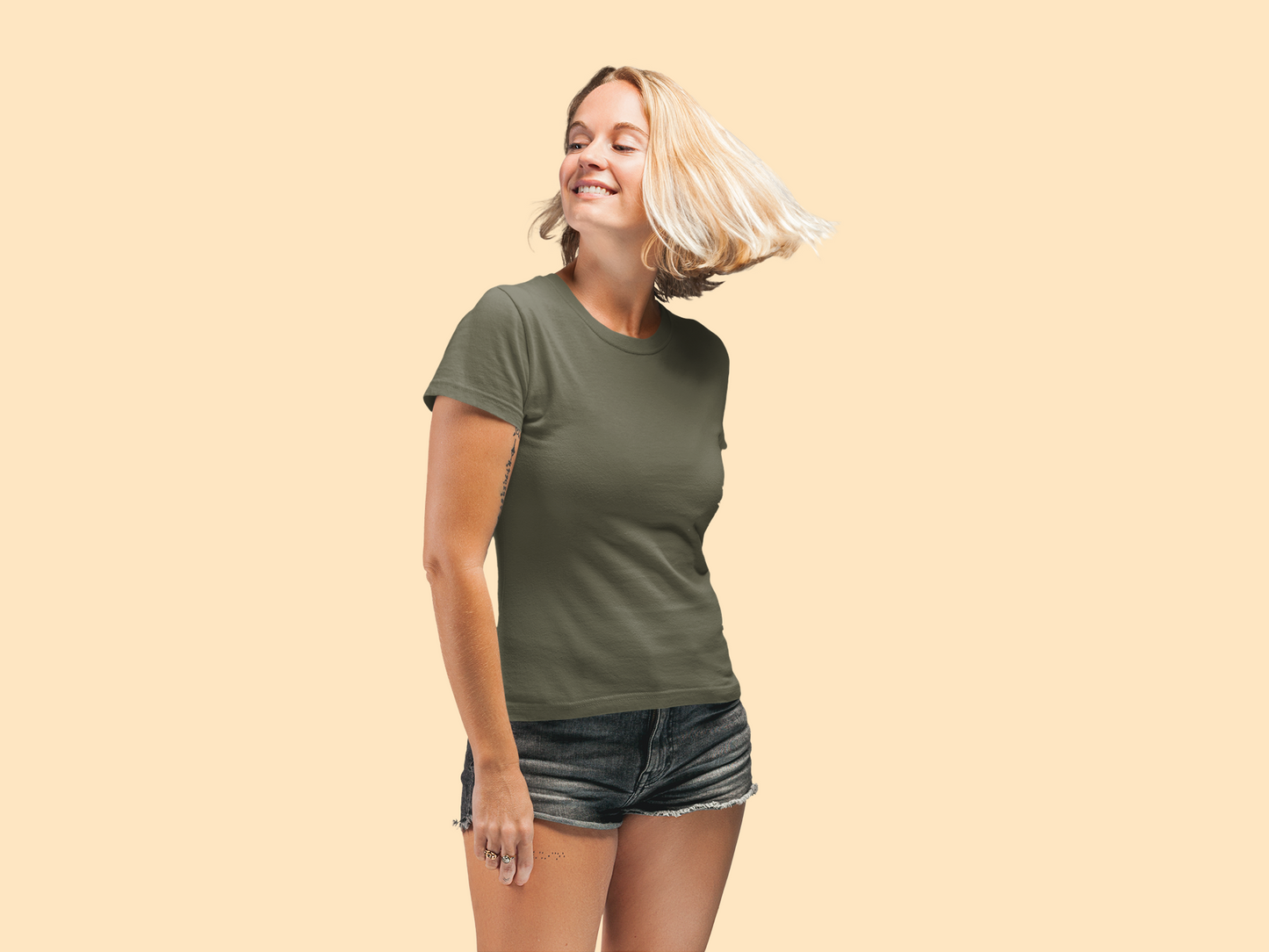 Olive Green Platinum 180 GSM Unisex Round Neck