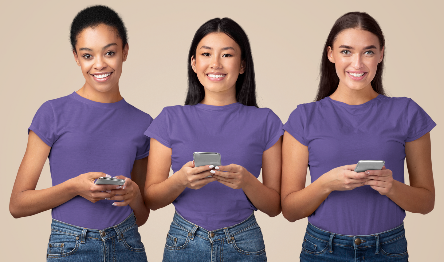 Purple Premium 160 Women Round Neck
