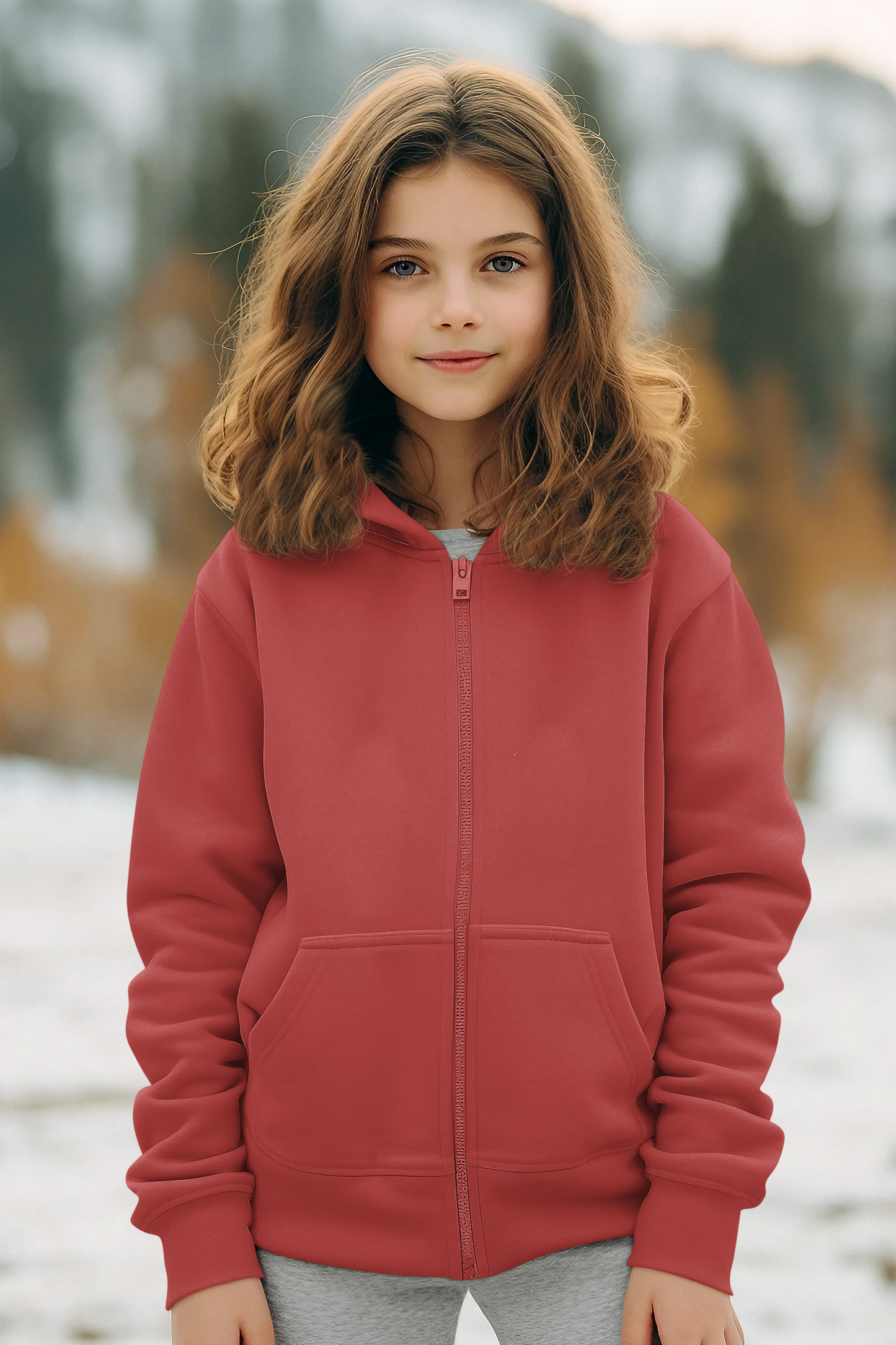 Red  Kids premium Snowsoft Zipper Hoodie