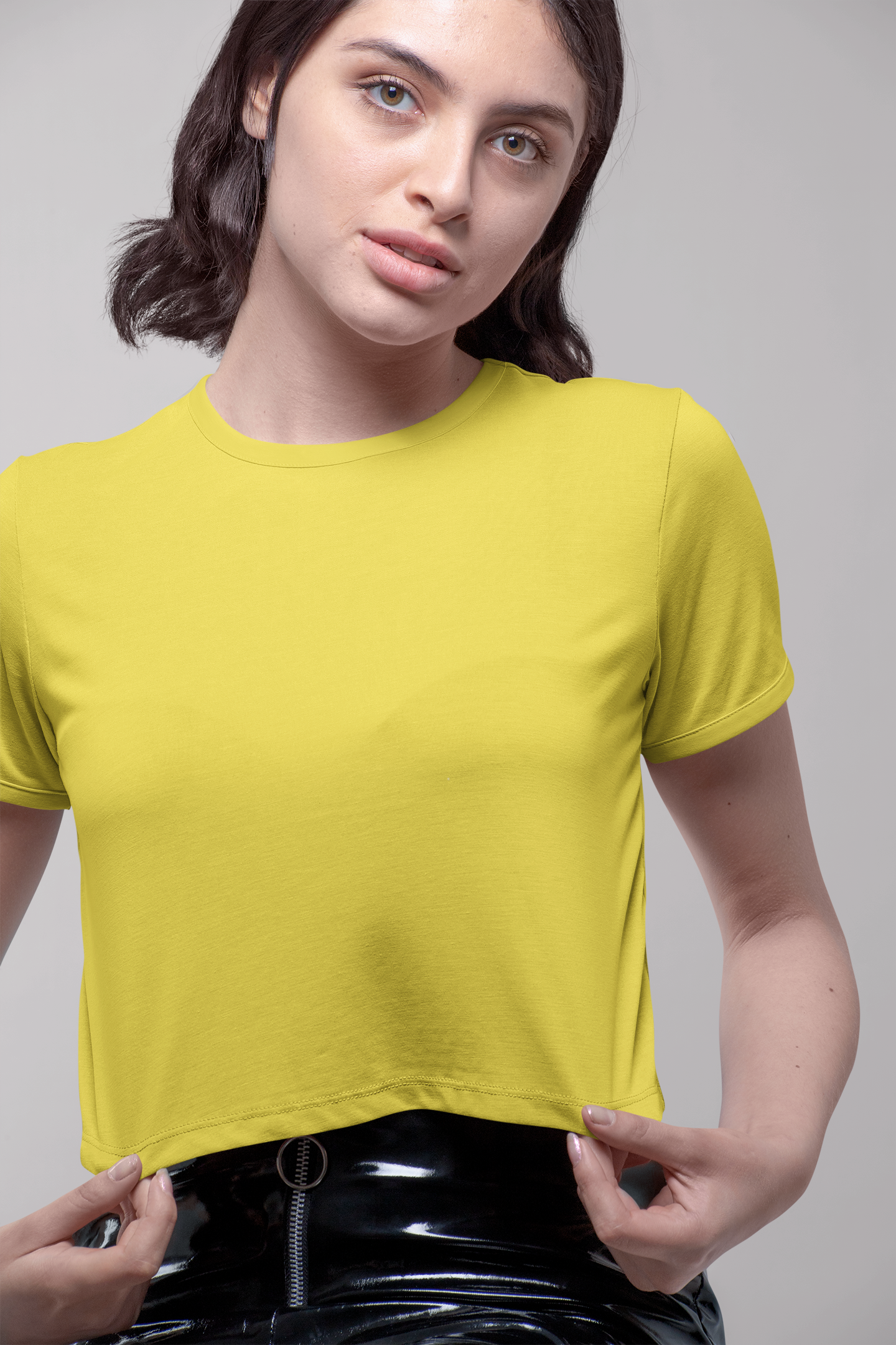 Yellow Premium 160 Women Crop Top