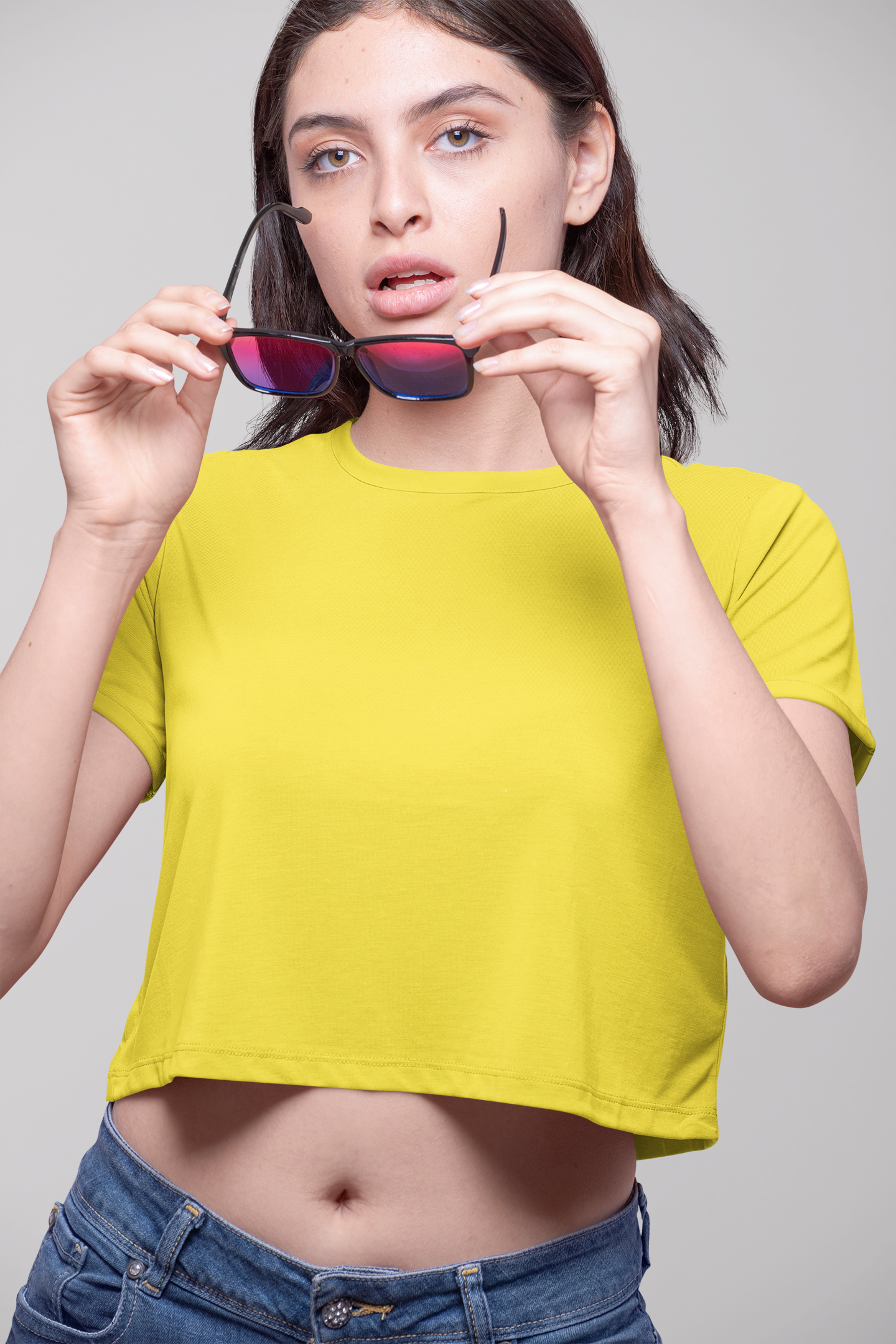 Yellow Premium 160 Women Crop Top
