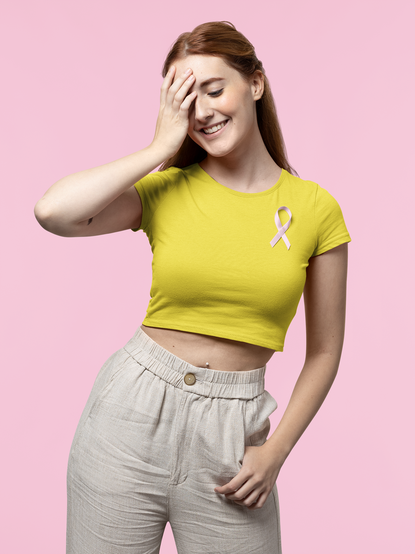 Yellow Premium 160 Women Crop Top