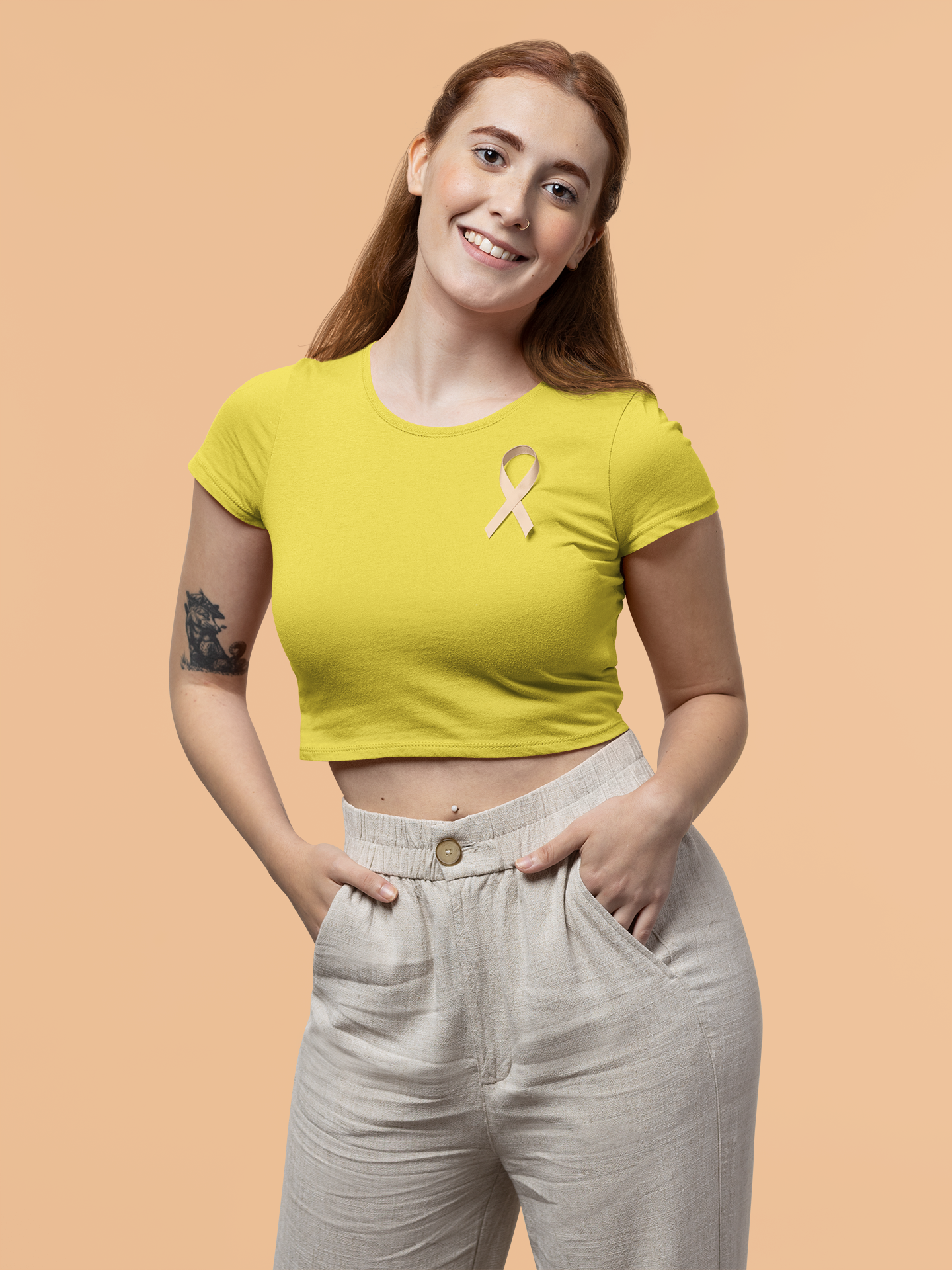 Yellow Premium 160 Women Crop Top