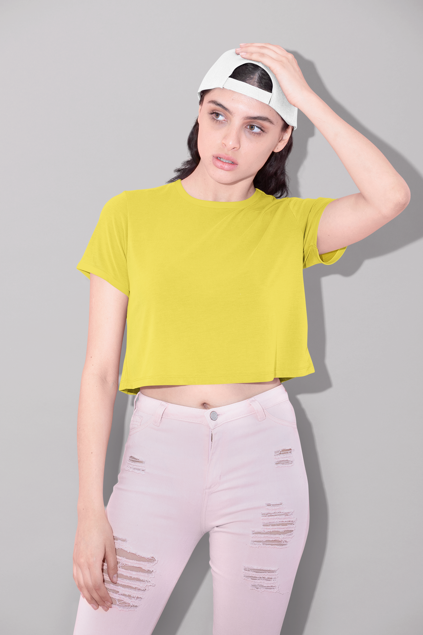 Yellow Premium 160 Women Crop Top