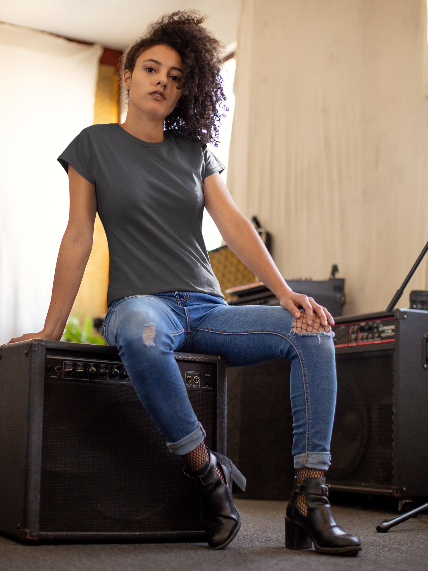 Black HTR Premium 160 GSM Unisex Round Neck