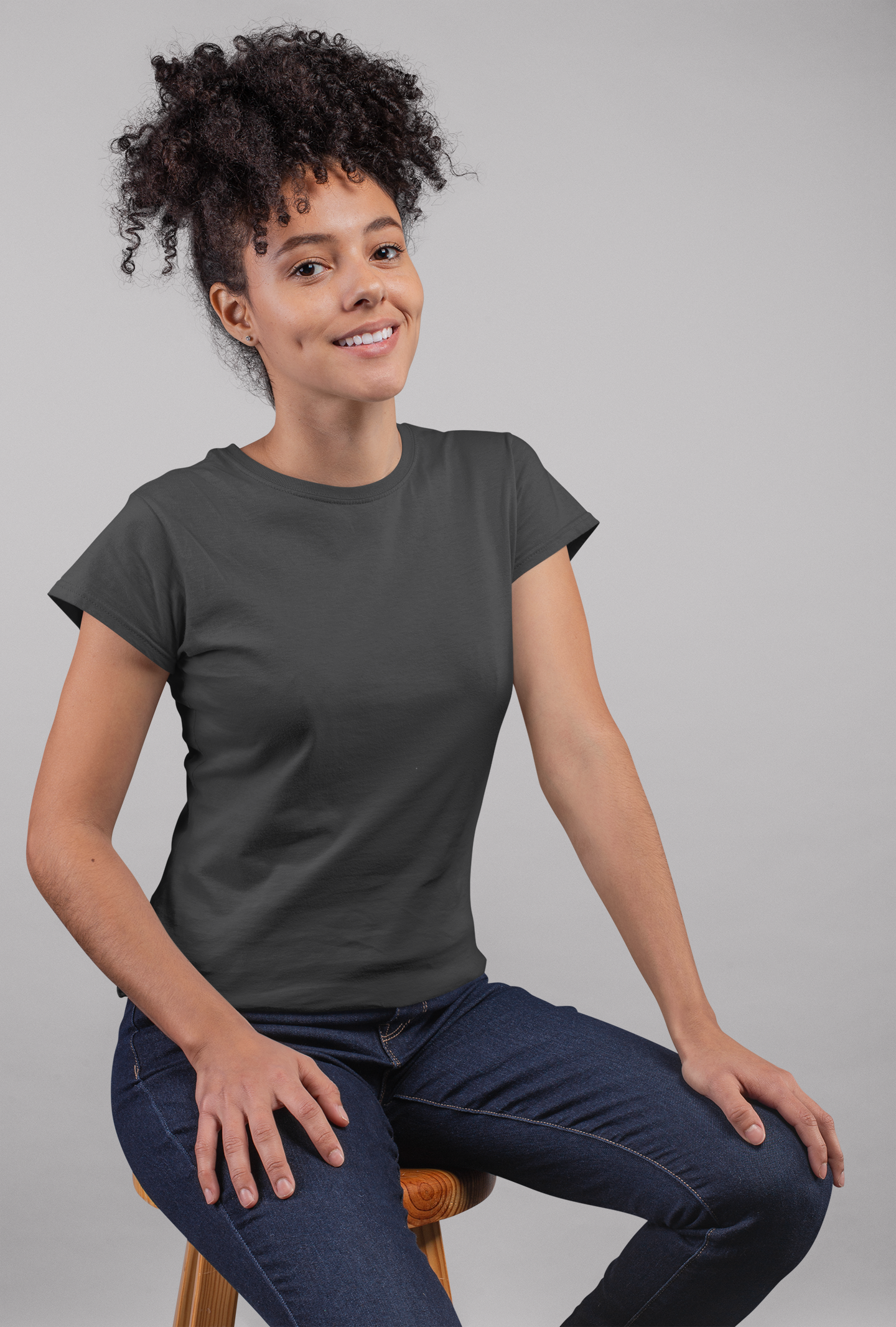 Black HTR Premium 160 GSM Unisex Round Neck