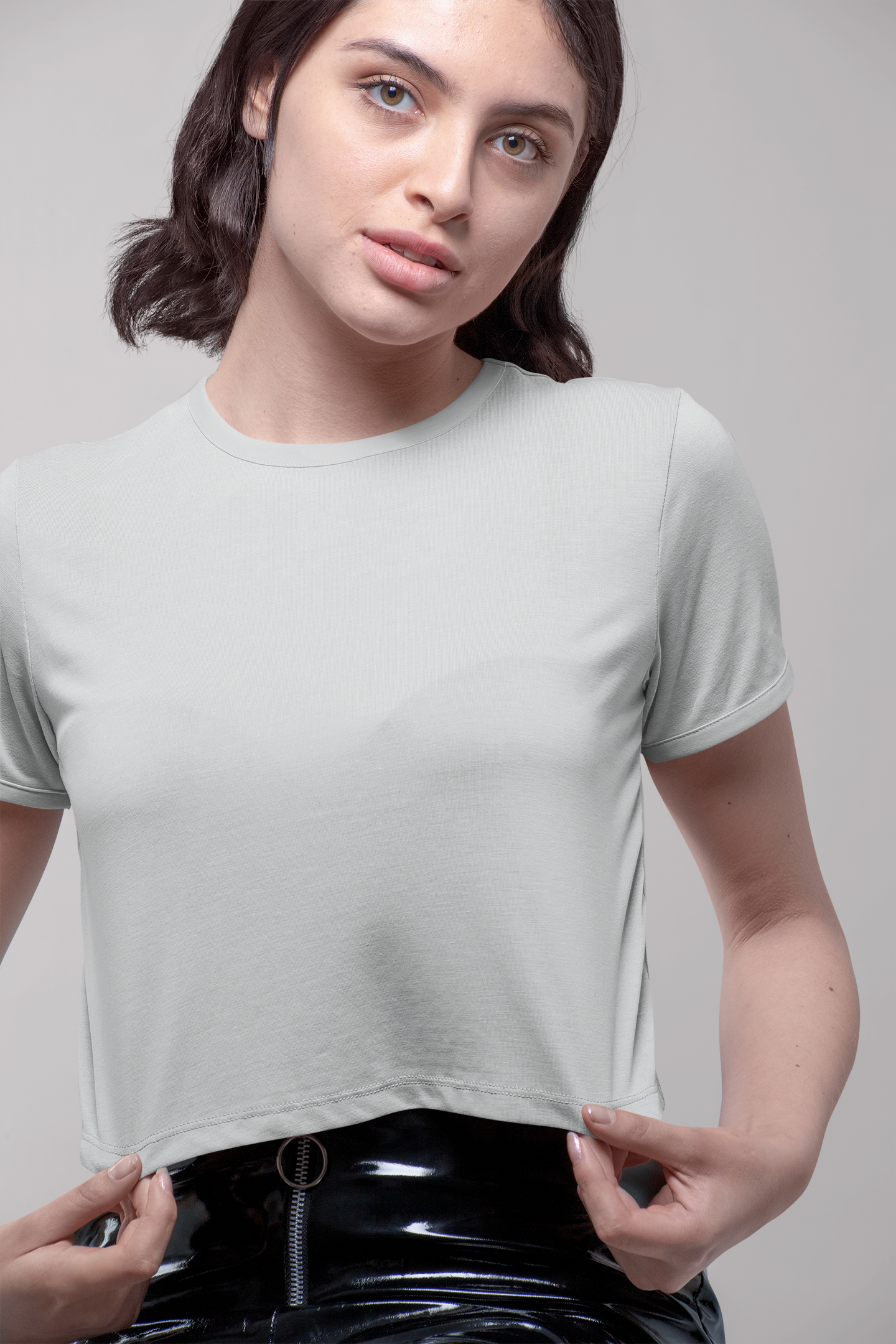 Grey HTR Premium 160 Women Crop Top