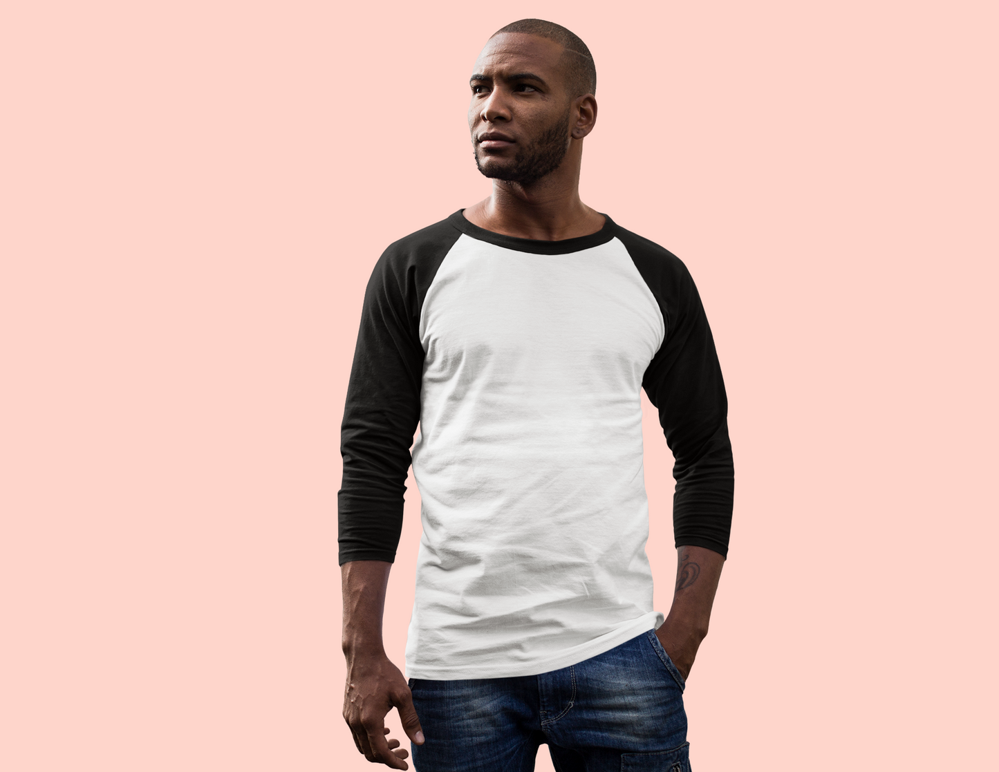 White Black Men Premium 180 Raglan Full Sleeve