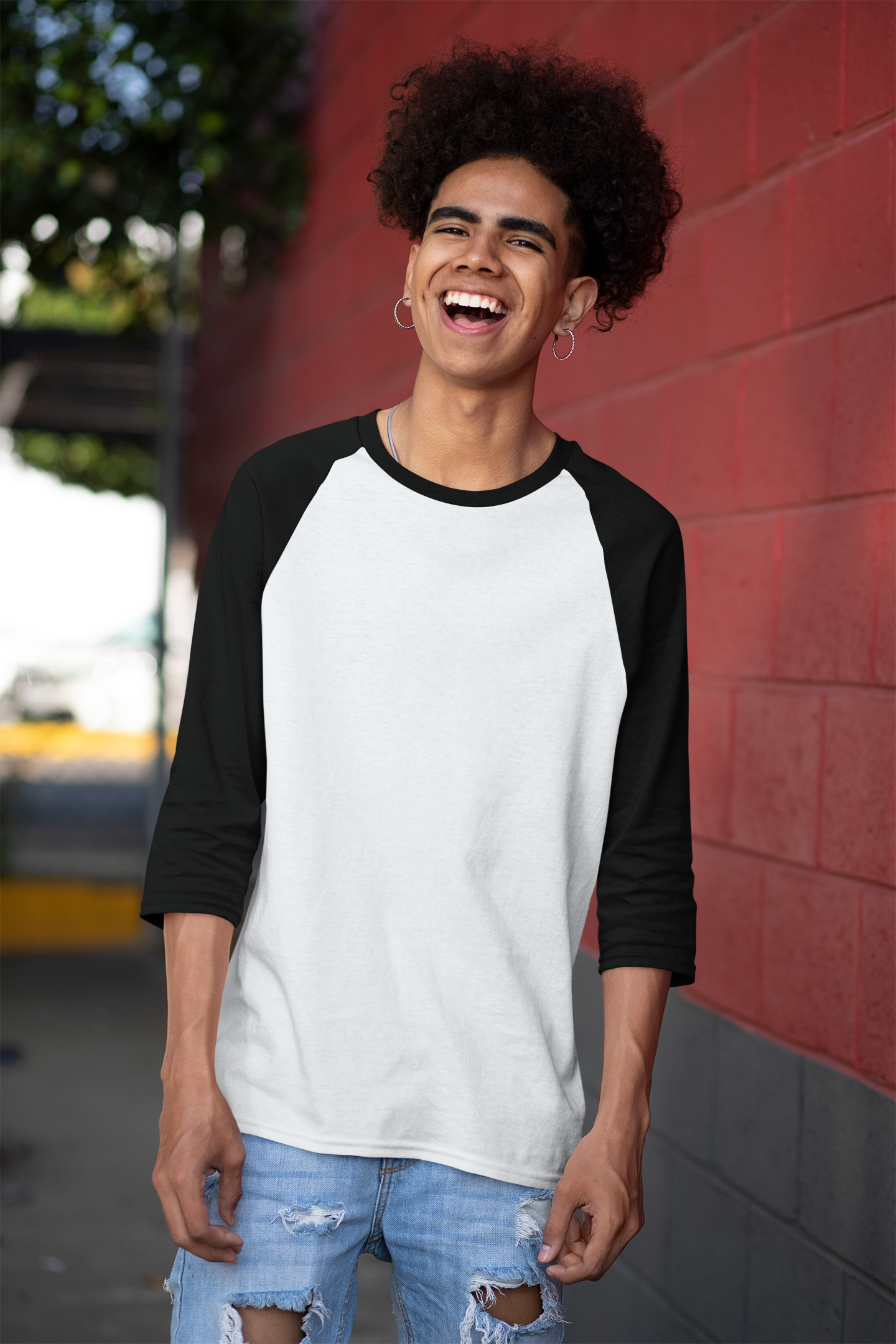 White Black Men Premium 180 Raglan Full Sleeve
