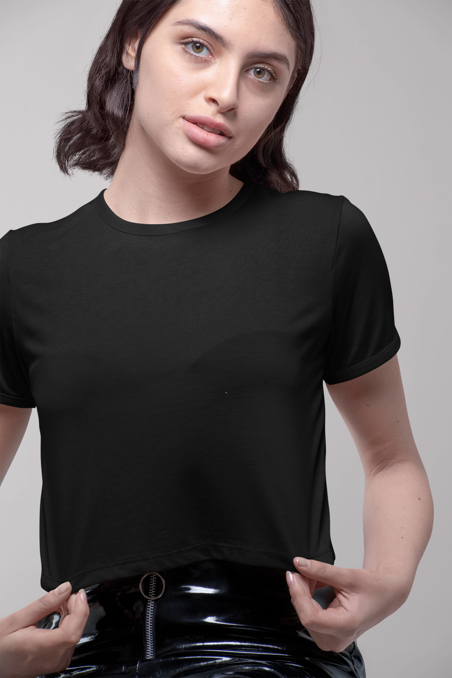 Black Premium 160 Women Crop Top