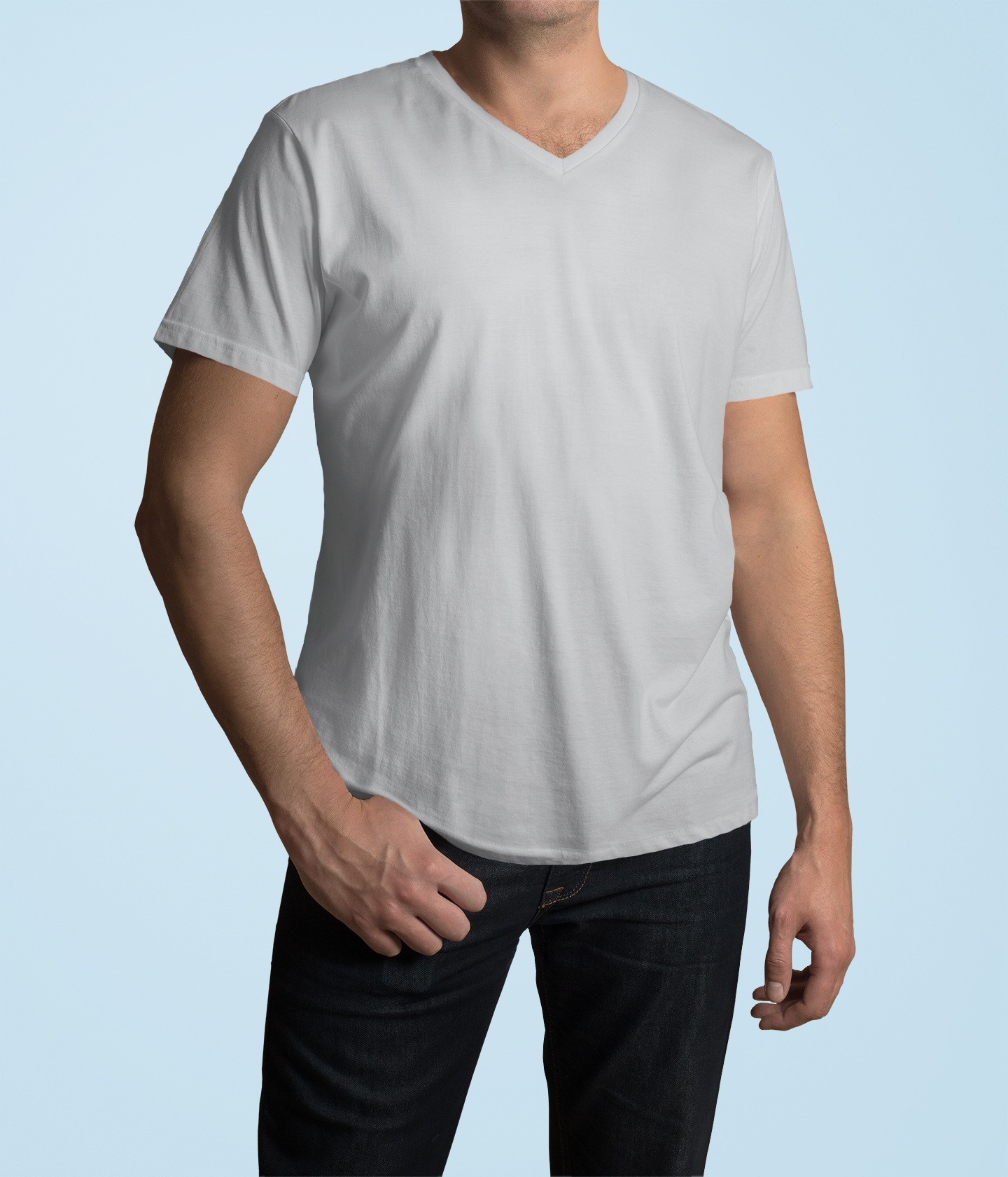 Grey HTR Men Premium 160 V-Neck