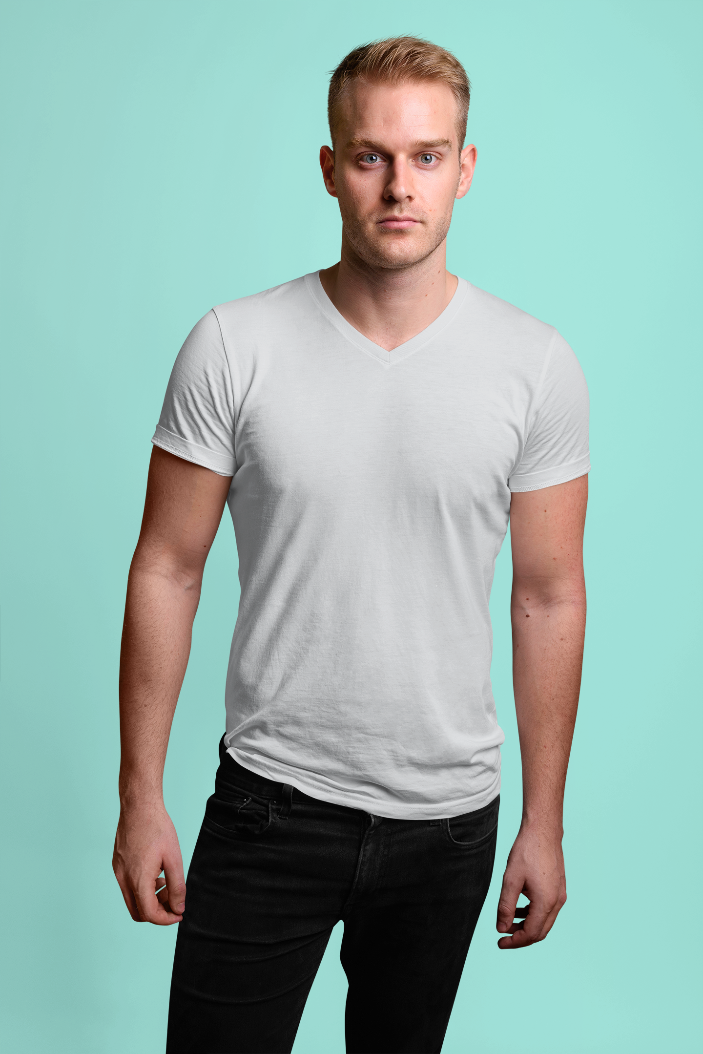 Grey HTR Men Premium 160 V-Neck