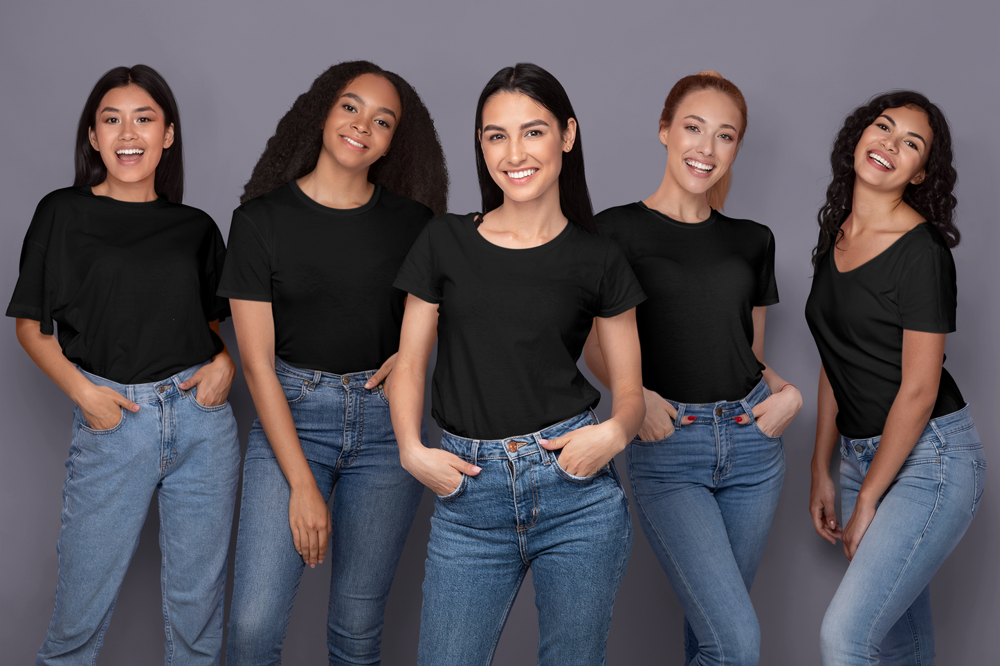Black Premium 160 Women Round Neck