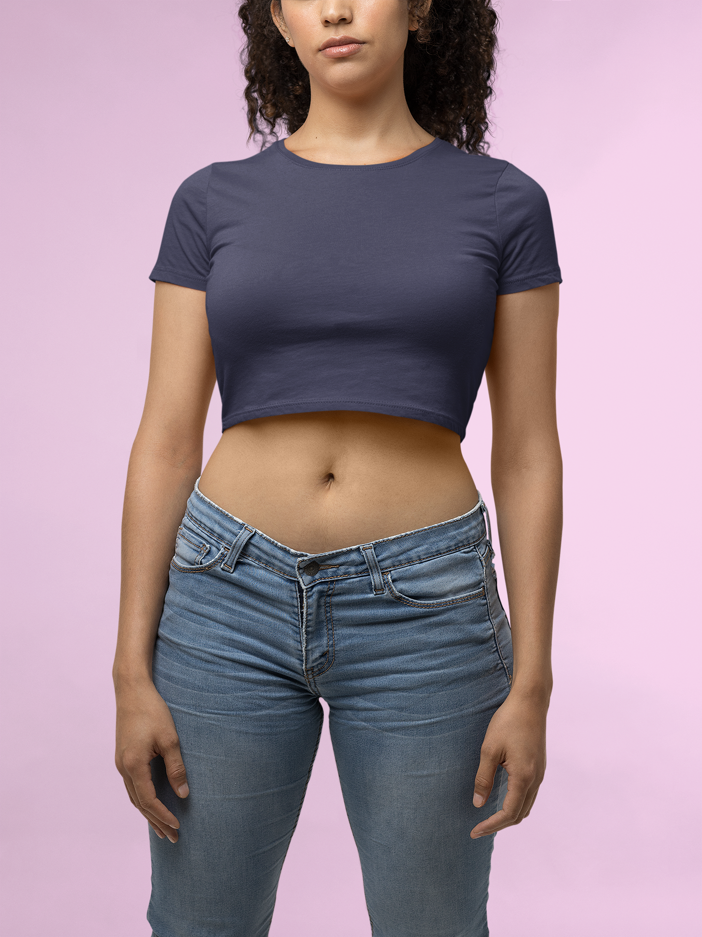 Navy Blue Premium 160 Women Crop Top