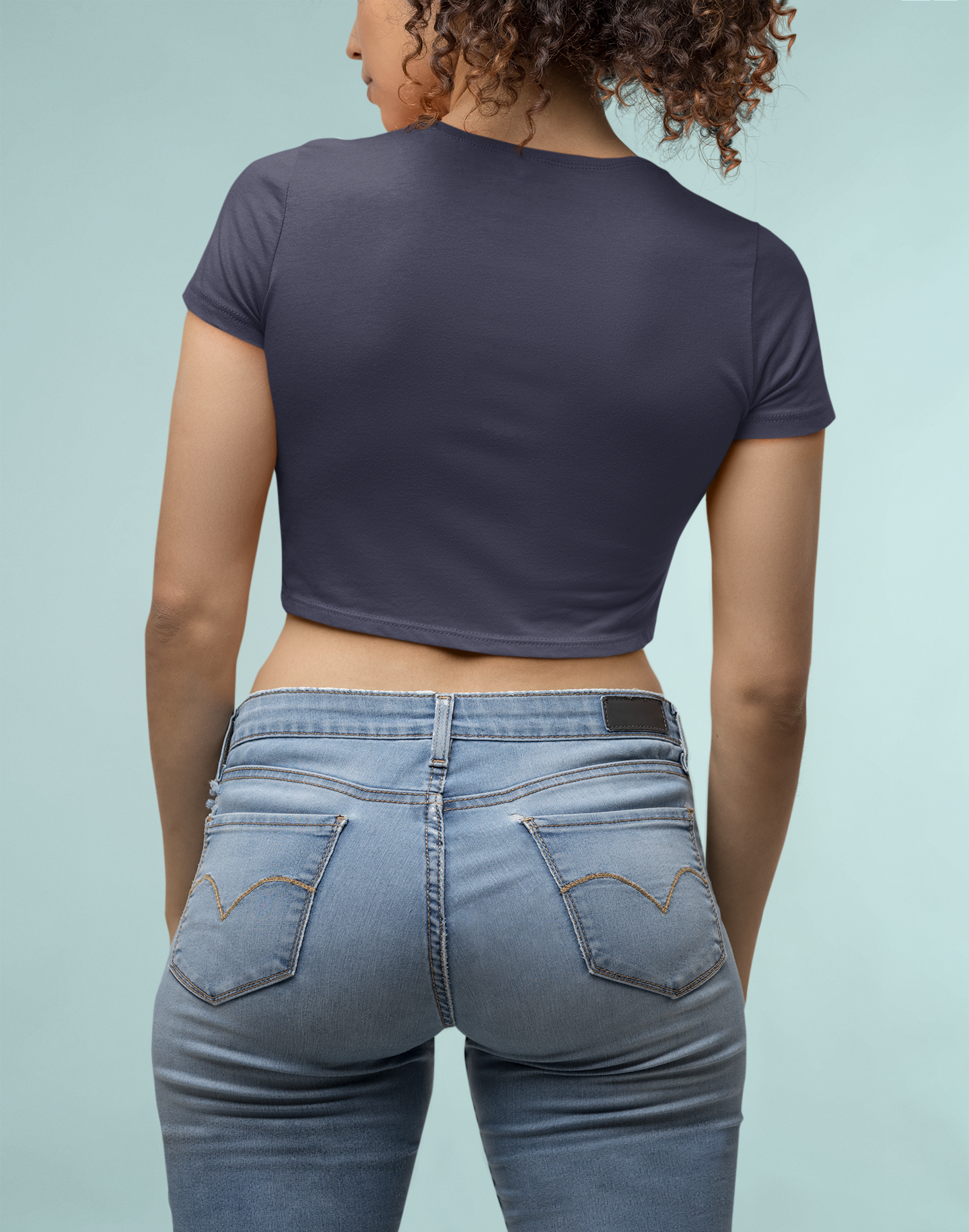 Navy Blue Premium 160 Women Crop Top