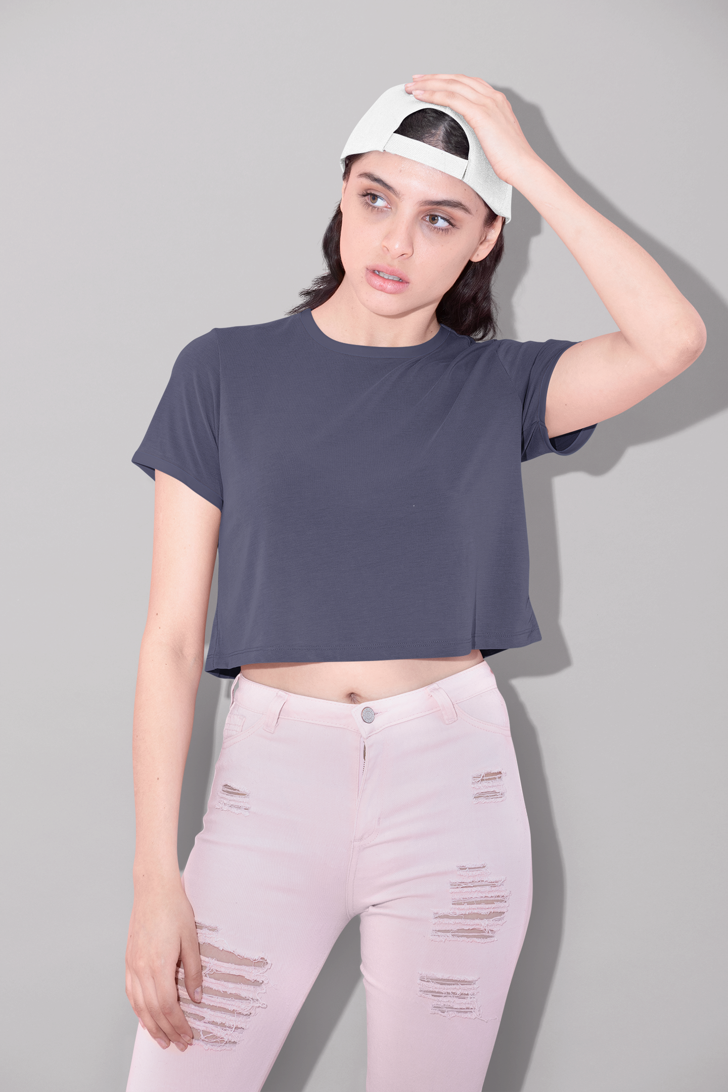 Navy Blue Premium 160 Women Crop Top