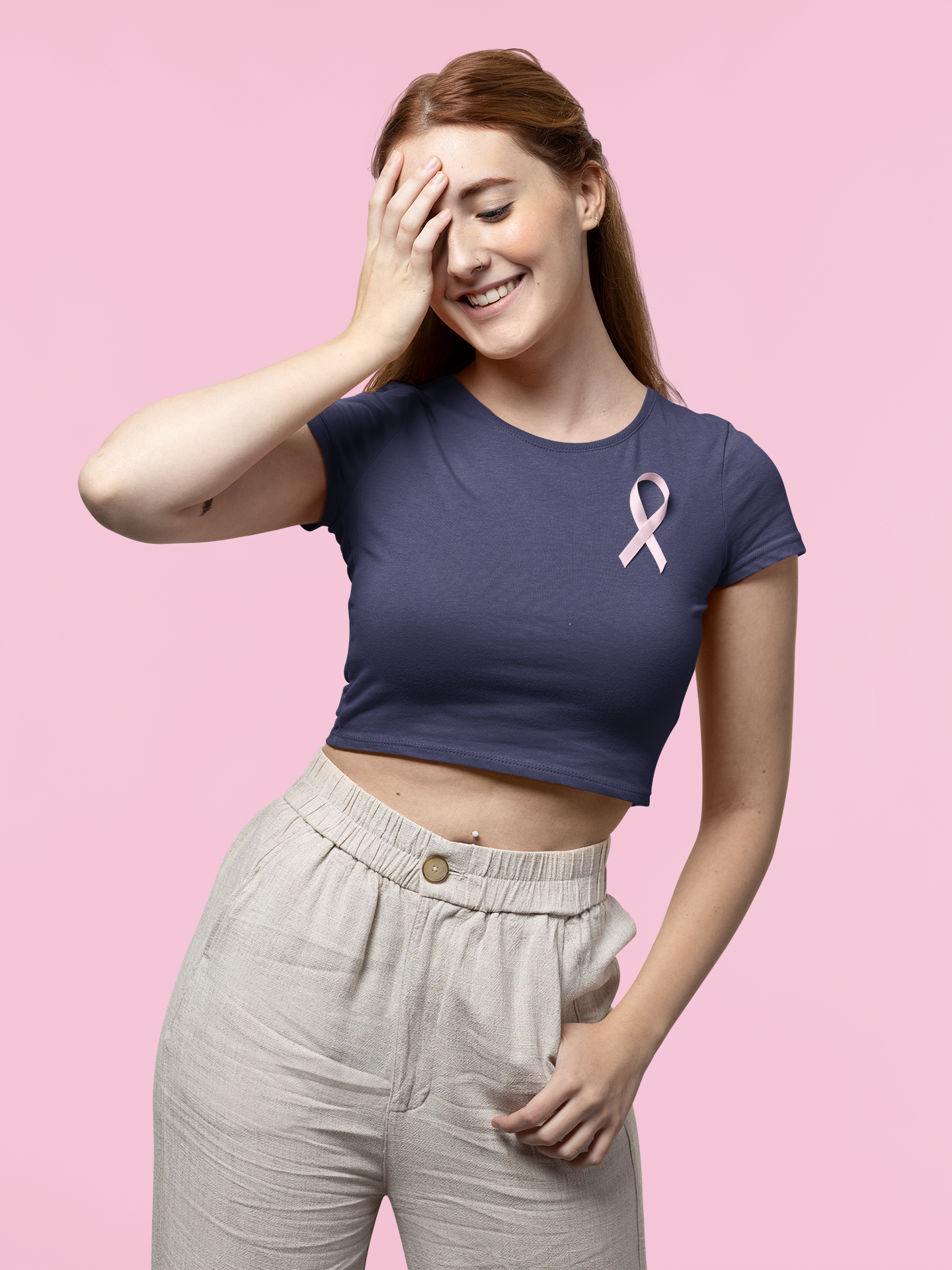 Navy Blue Premium 160 Women Crop Top
