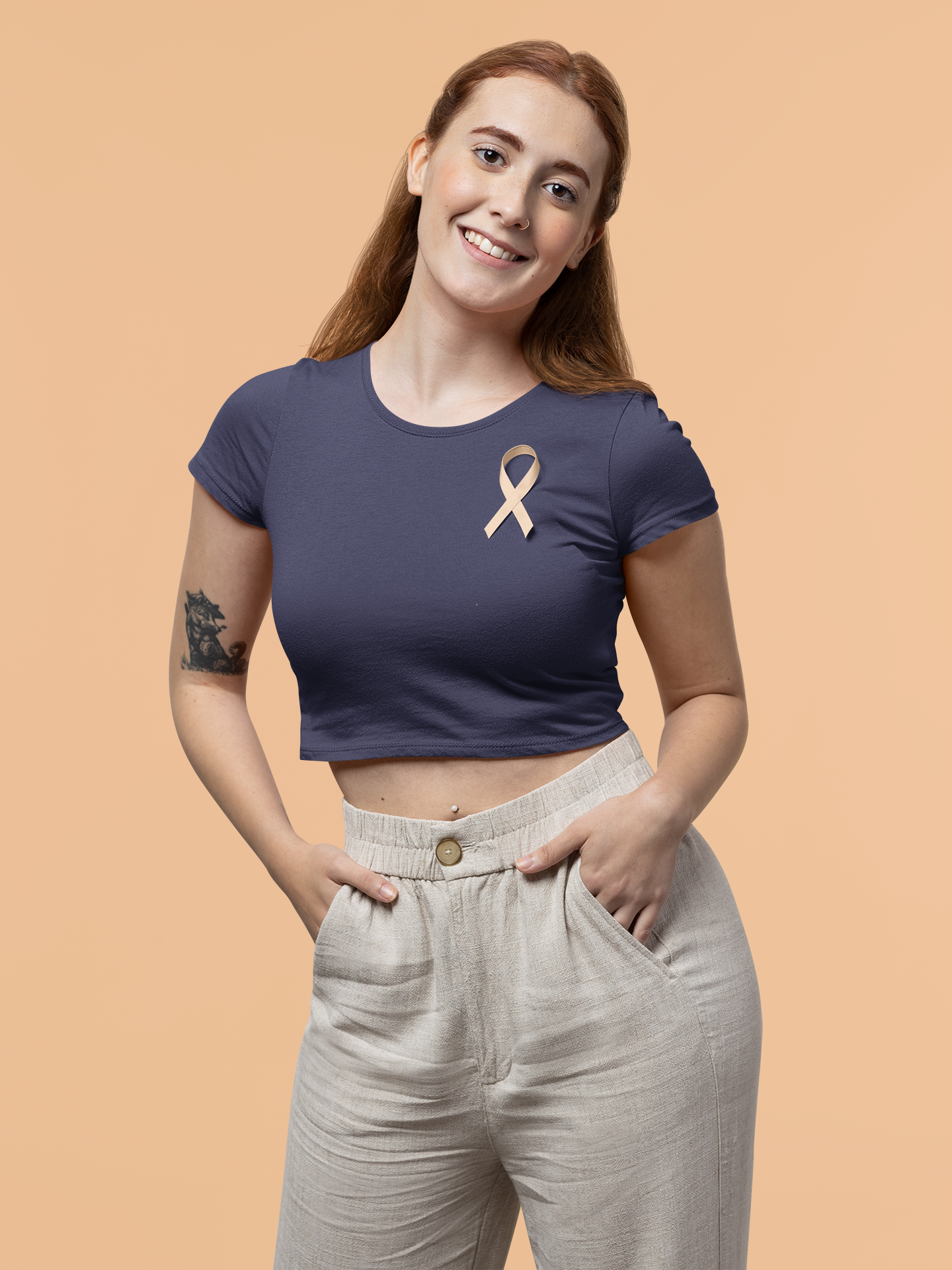 Navy Blue Premium 160 Women Crop Top
