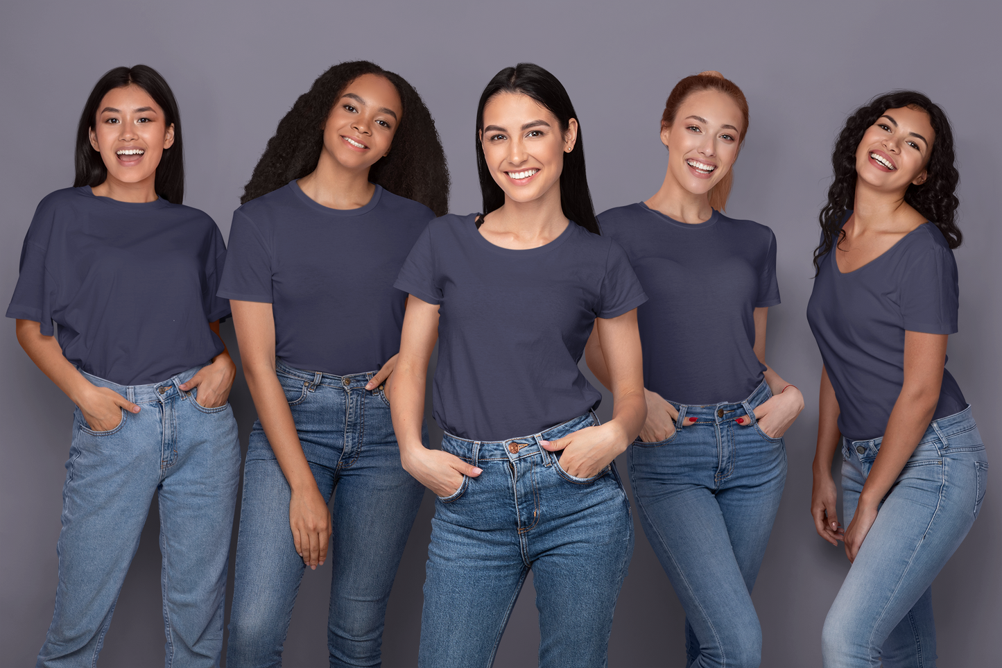 Navy Blue Premium 160 Women Round Neck