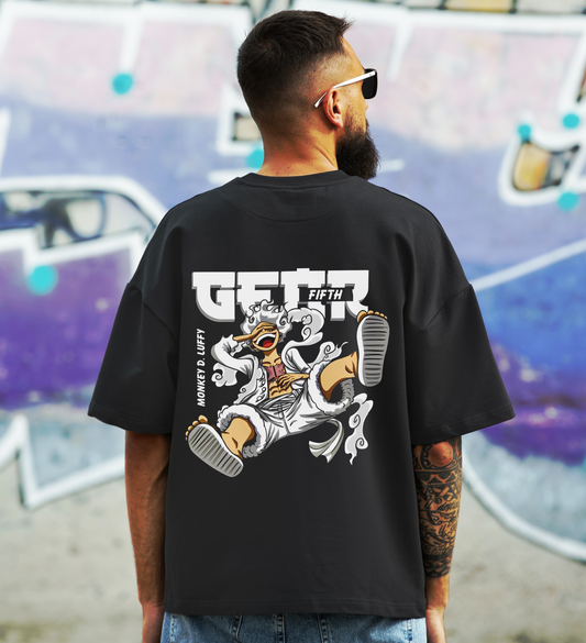Dyemension - One Piece - Luffy #2 - Gear5 Anime Printed Oversized T-Shirts!