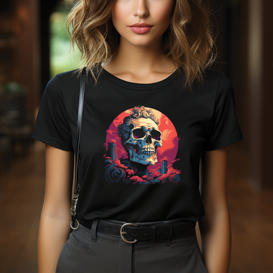 Dyemension : No Brain - No Beauty Skull Printed T-Shirt