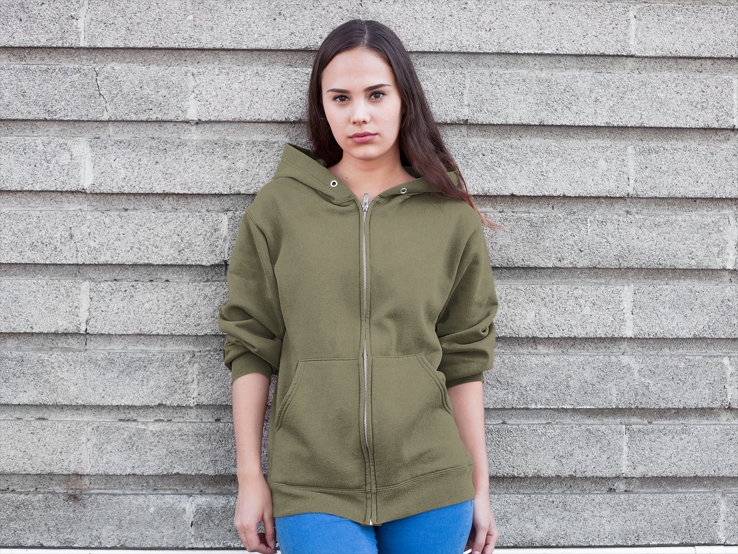 Olive Green Snowsoft Unisex Zipper Hoodie