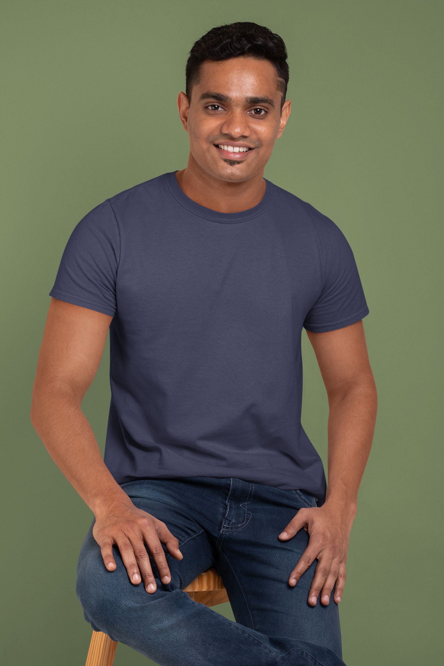 Navy Blue Platinum 180 GSM Unisex Round Neck