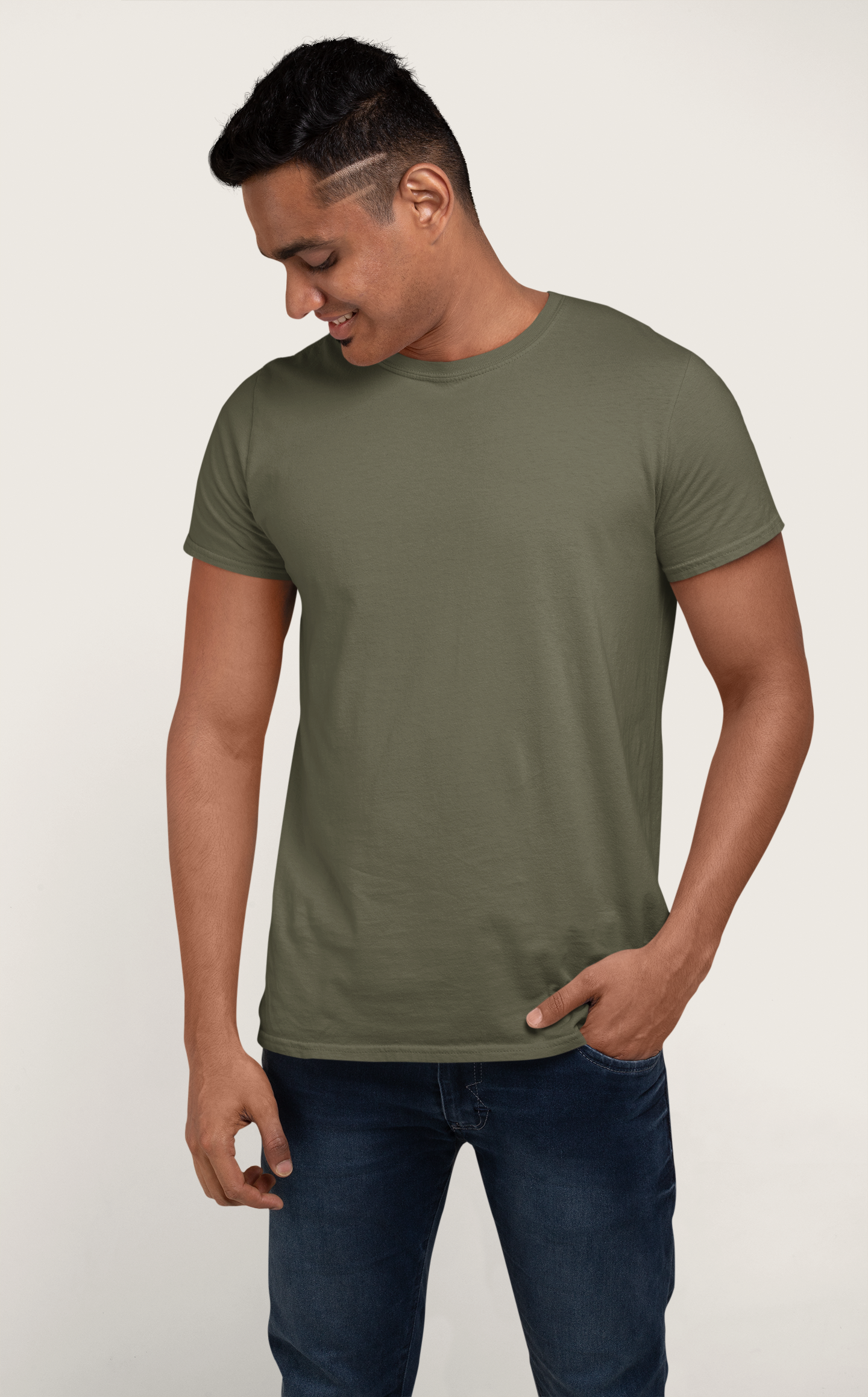 Olive Green Platinum 180 GSM Unisex Round Neck