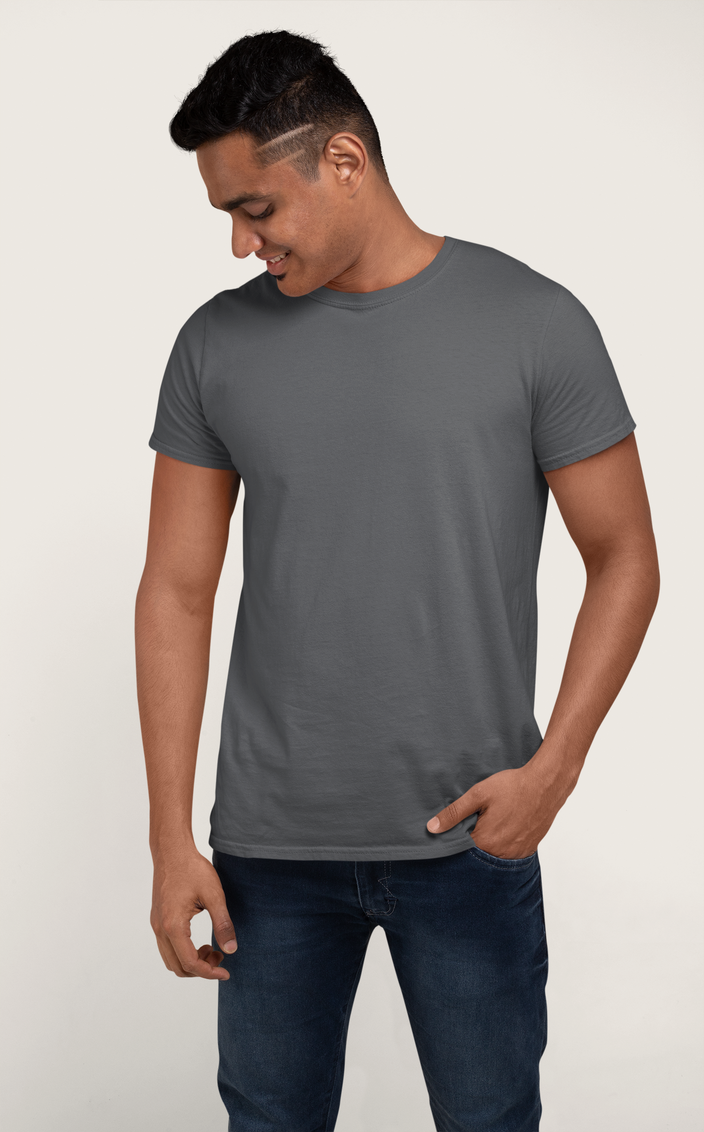 Asphalt Platinum 180 GSM Unisex Round Neck