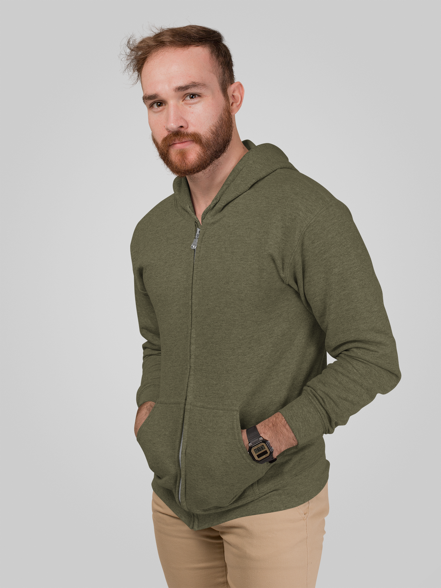 Olive Green Snowsoft Unisex Zipper Hoodie