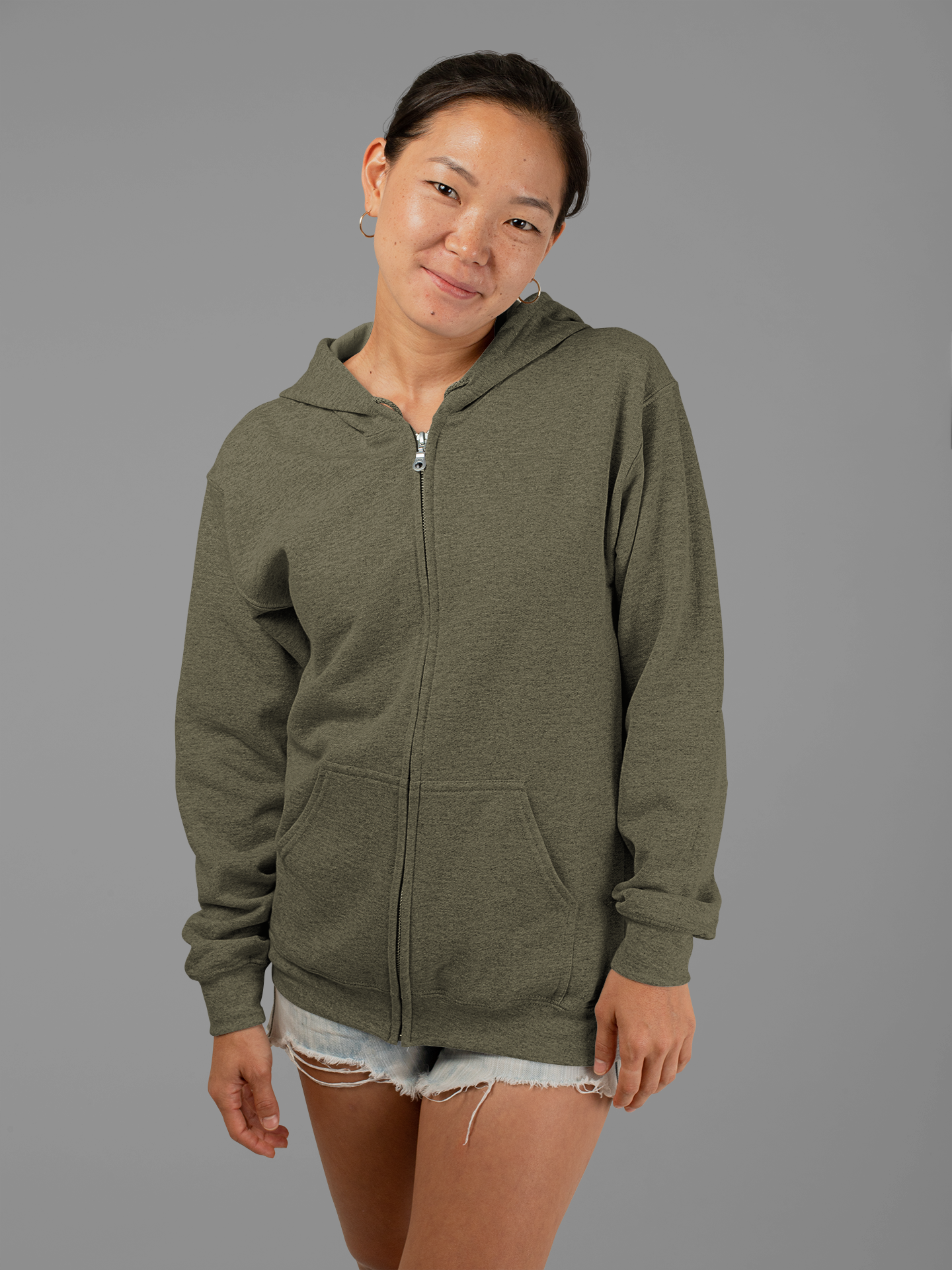Olive Green Snowsoft Unisex Zipper Hoodie