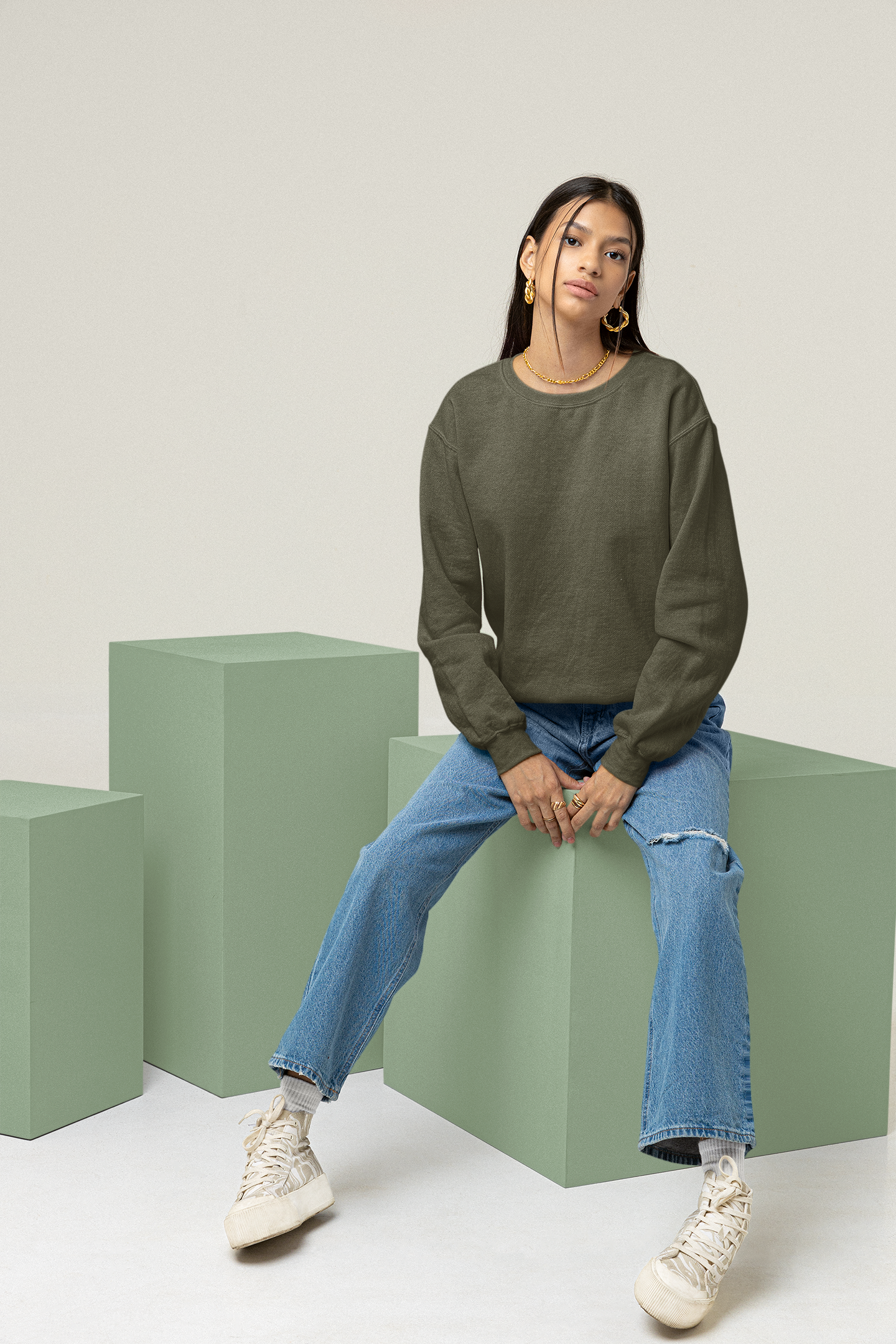 Olive Green Snowsoft Unisex Sweatshirt