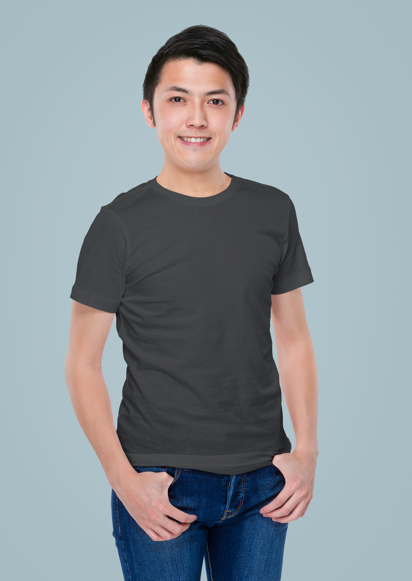 Black HTR Premium 160 GSM Unisex Round Neck