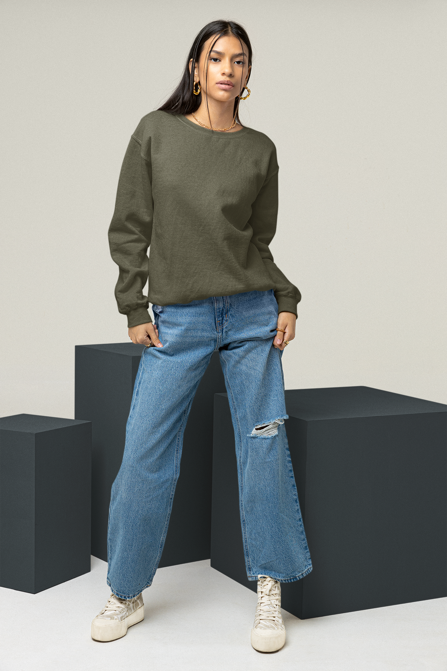 Olive Green Snowsoft Unisex Sweatshirt