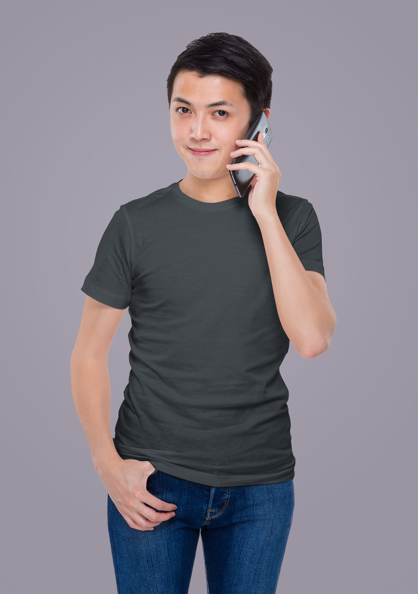 Black HTR Premium 160 GSM Unisex Round Neck