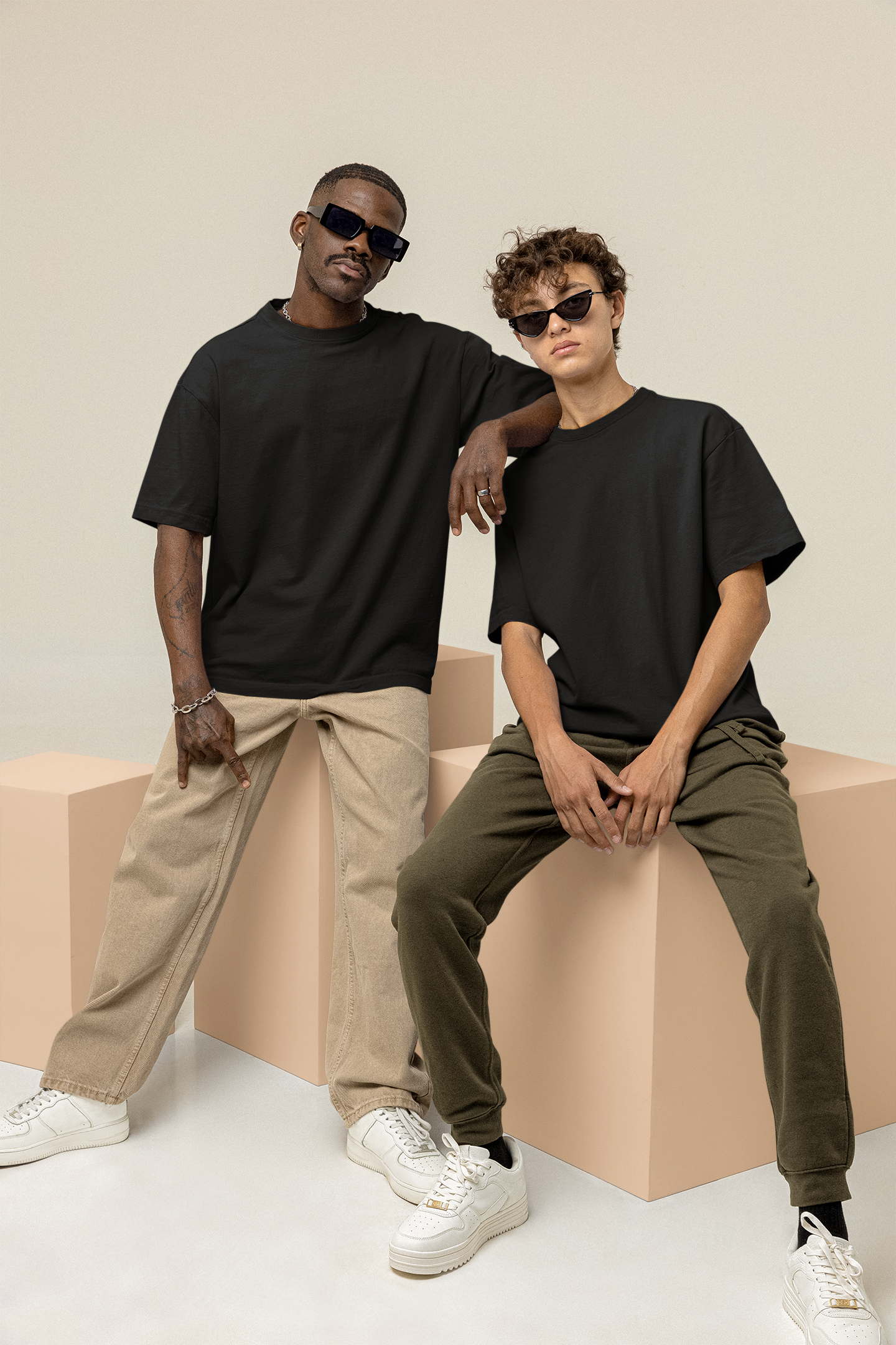 Black Men 220 GSM Oversized
