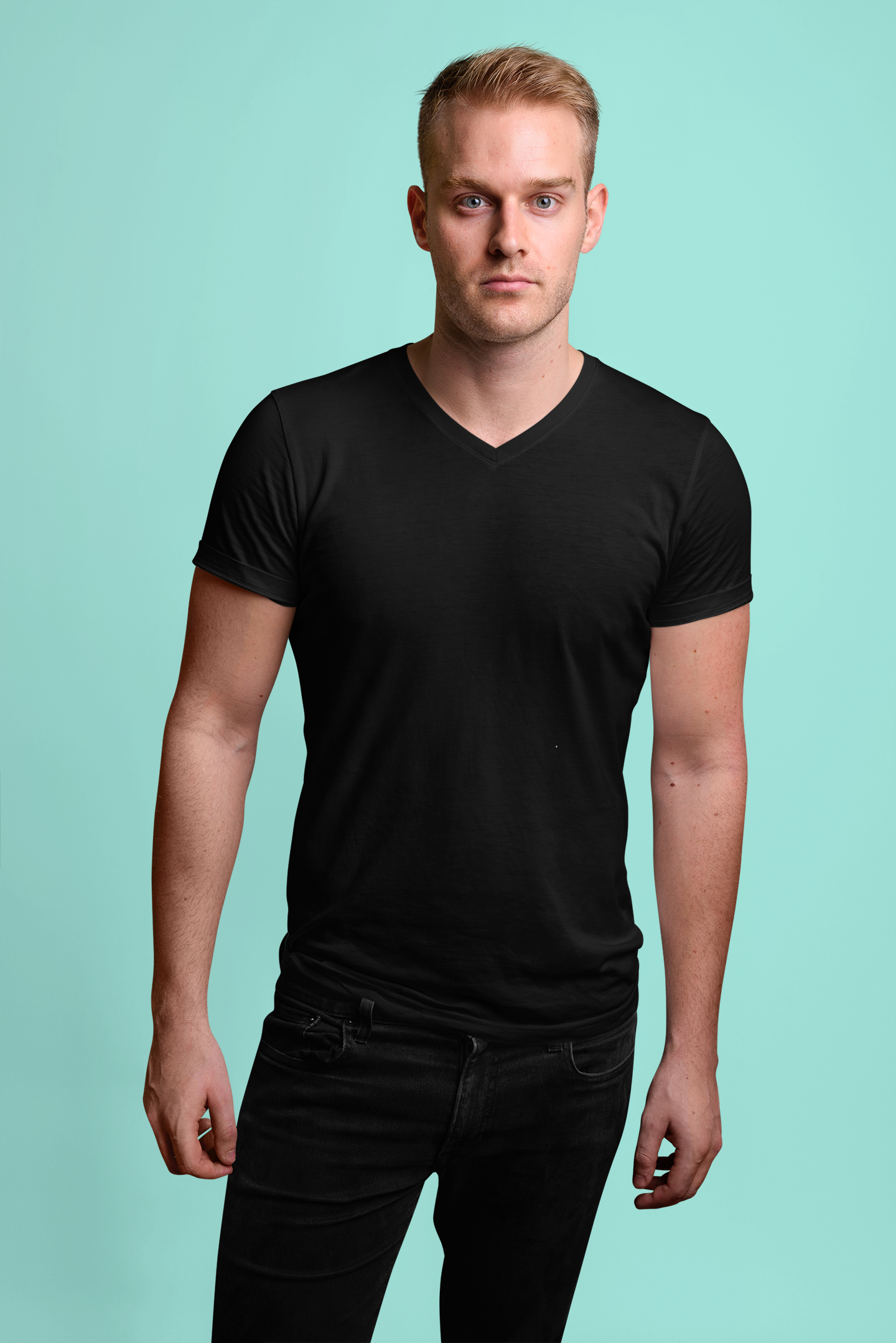 Black Men Premium 160 V-Neck