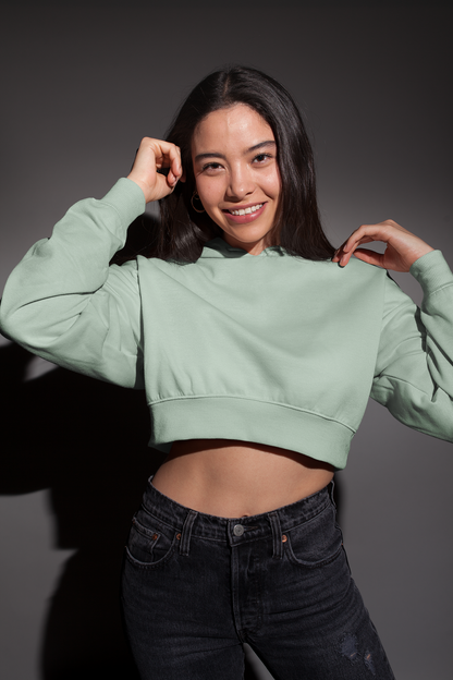 Mint Snowsoft Women Crops Hoodie