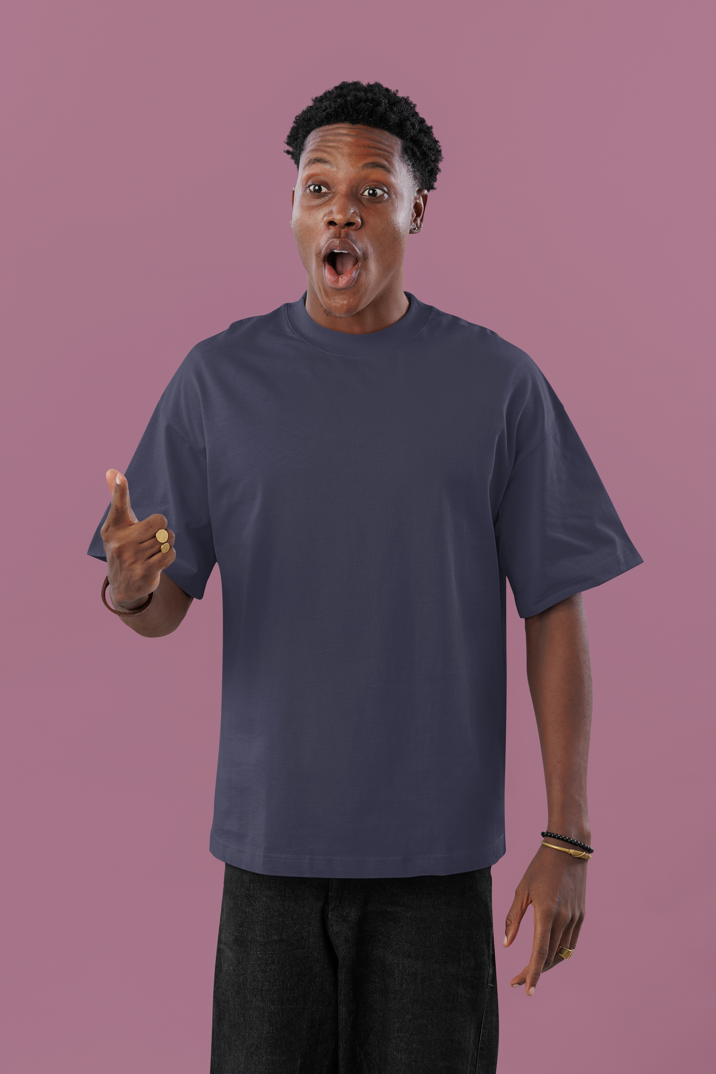 Navy Blue Men Premium 180 Oversized
